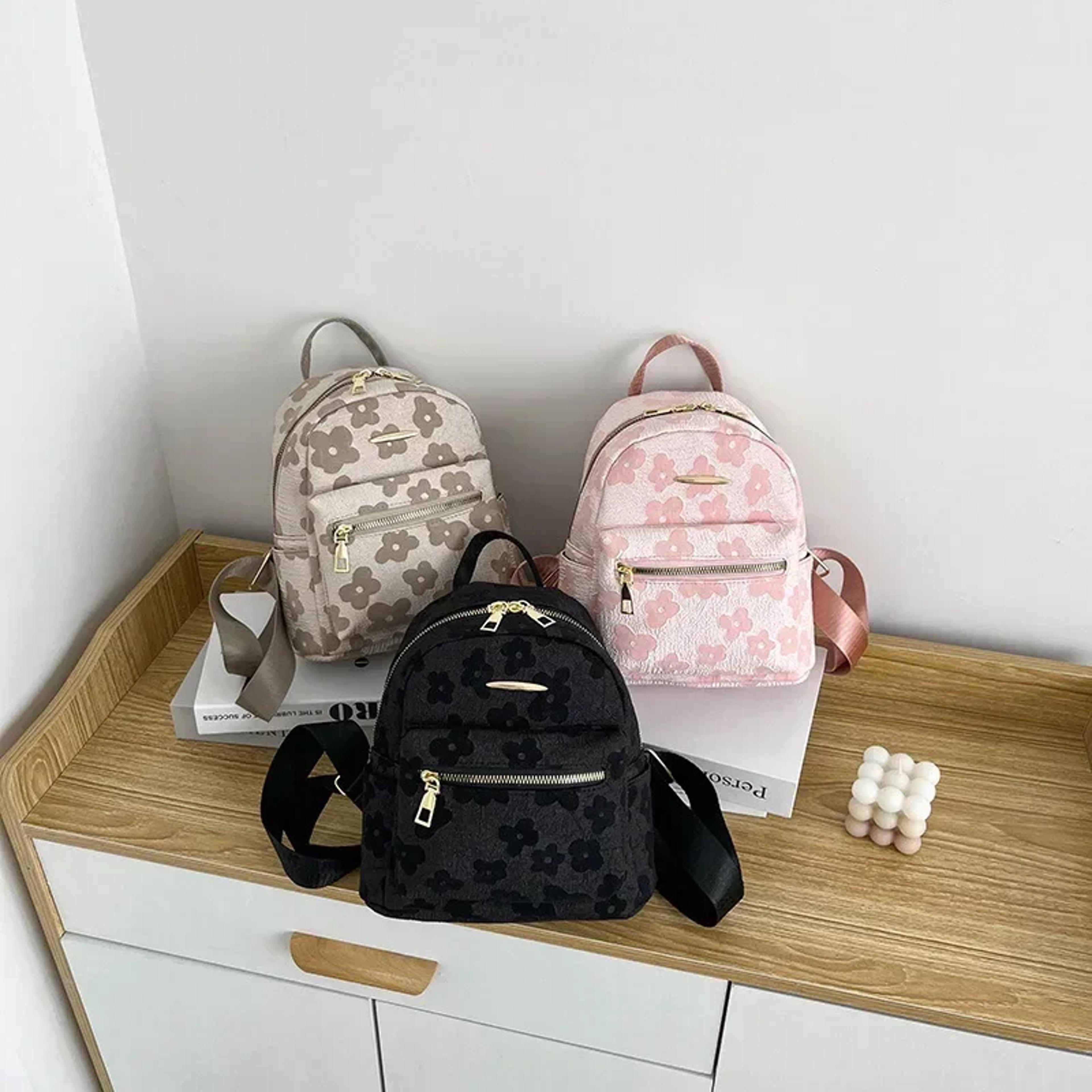 Floral Mini Leather Backpack For Women Small Shoulder Bag Phone Pouch Travel Purse 2