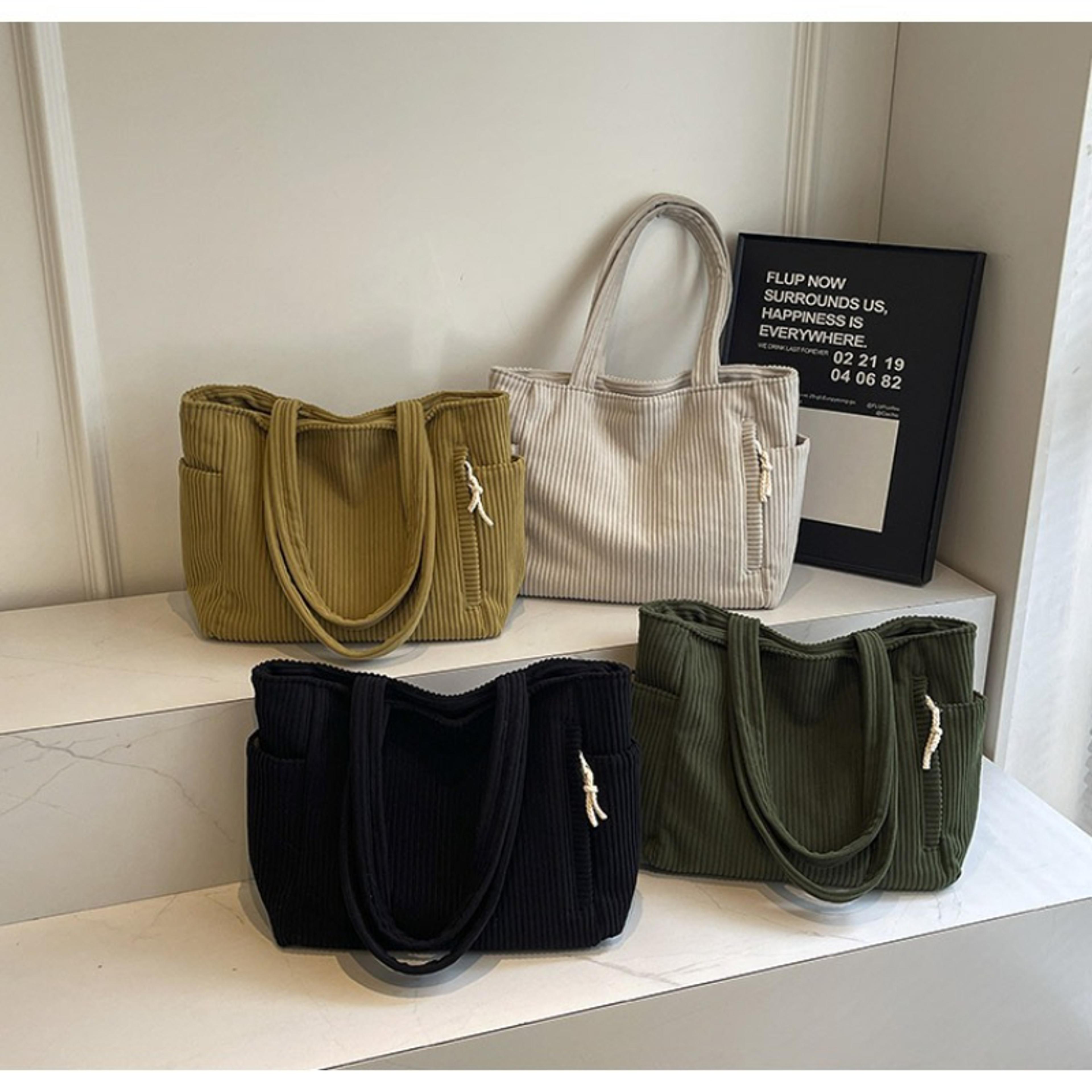 corduroy tote bag for women large capacity shoulder handbag with zipper
