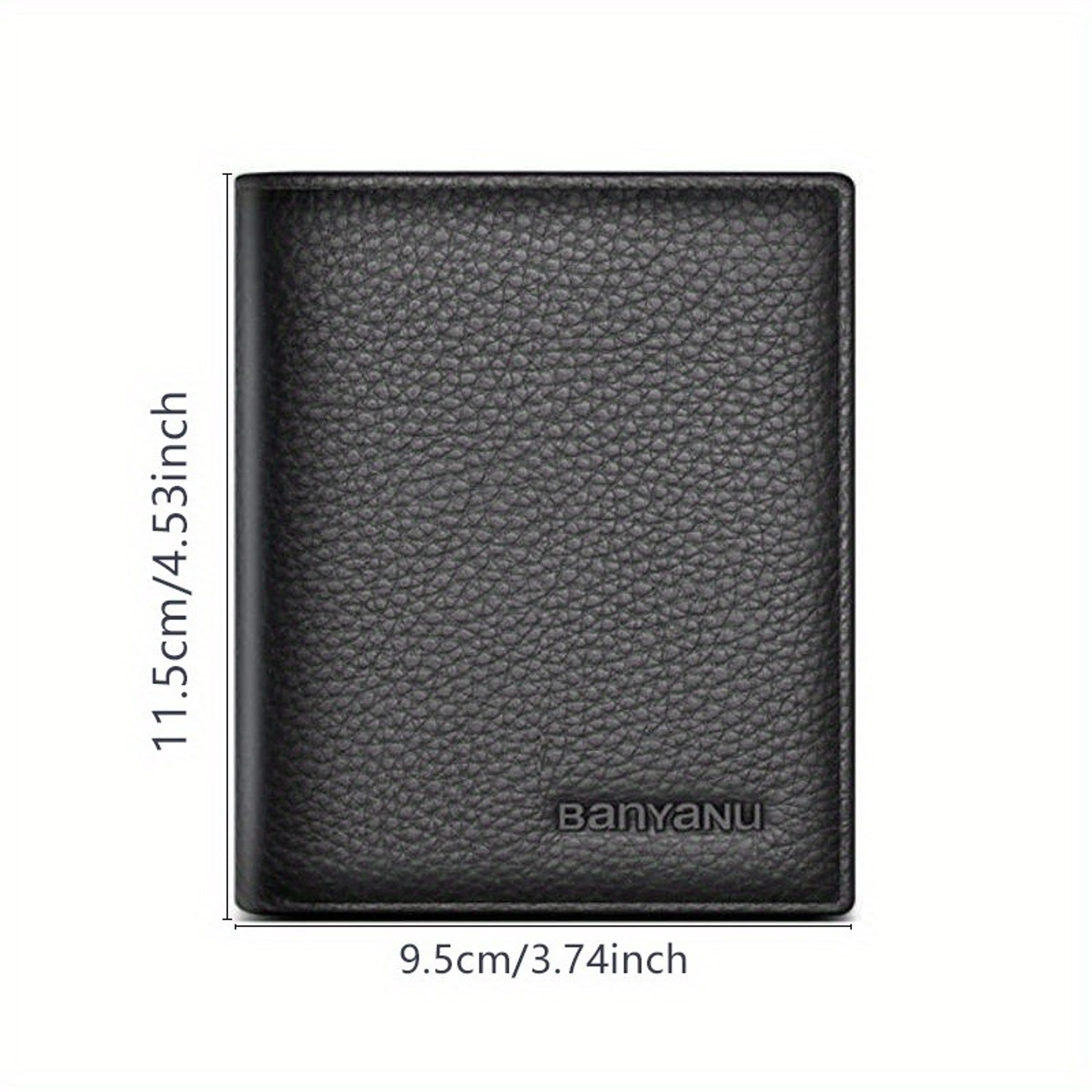 Genuine Leather RFID Blocking Slim Wallet For Men Vertical Card Holder With Coin Pocket 3