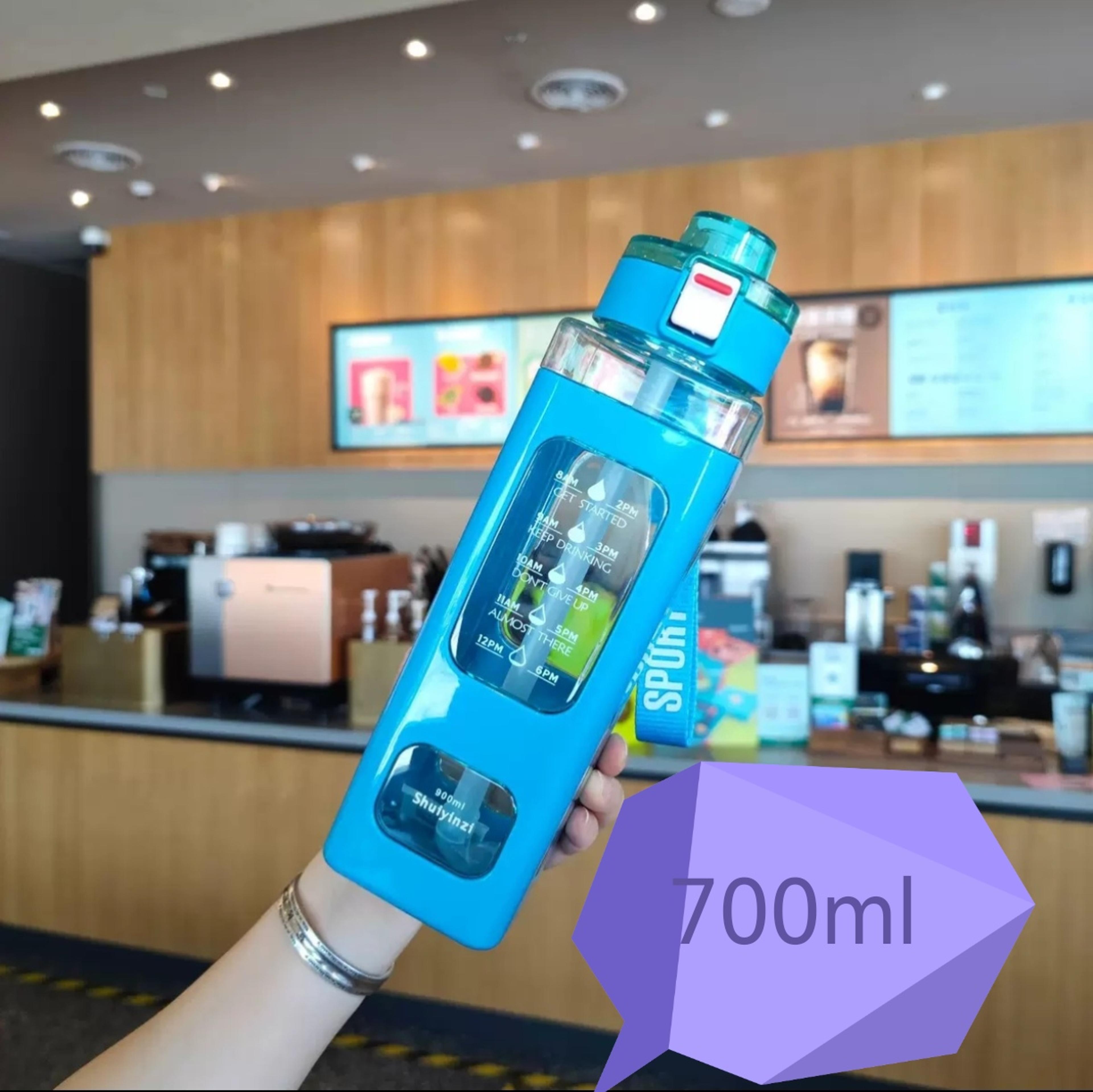 Leakproof Straw Water Bottle With Handle Square Juice Cup Portable Drink Tumbler 2