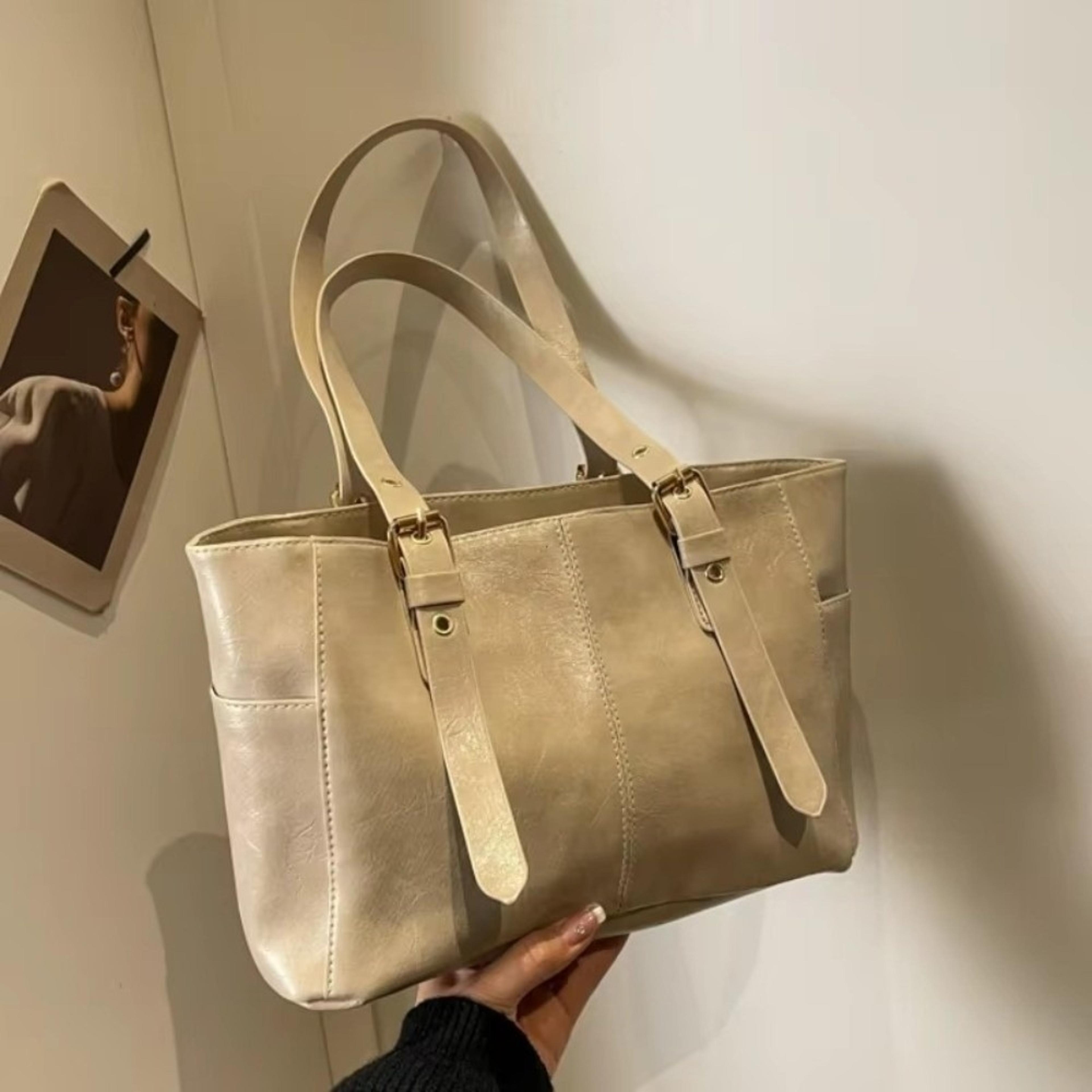 Retro Shoulder Bag Large Capacity Tote PU Leather Handbag For Women 8