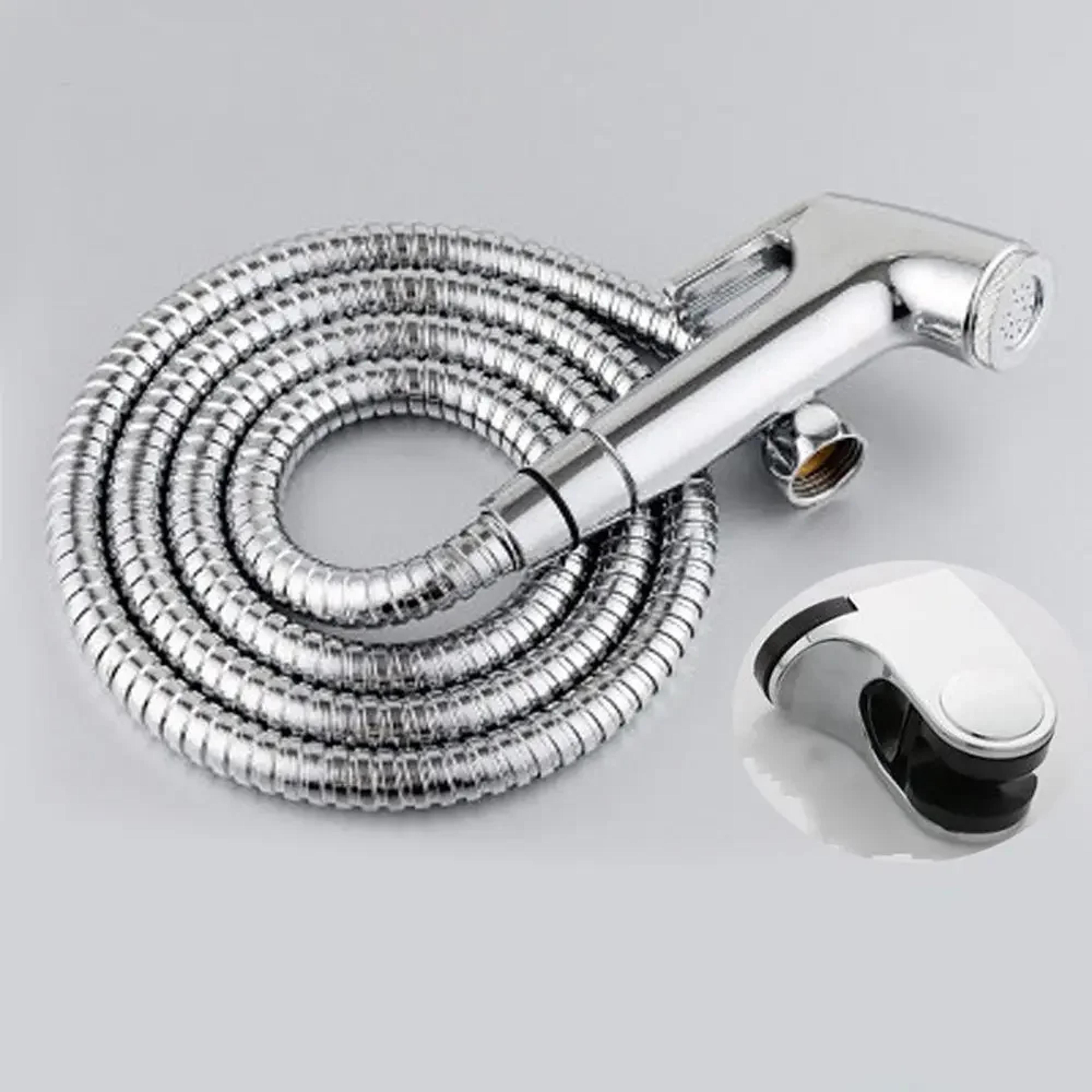 premium stainless steel handheld bidet sprayer set with hose & wall mount for hygienic bathroom cleaning