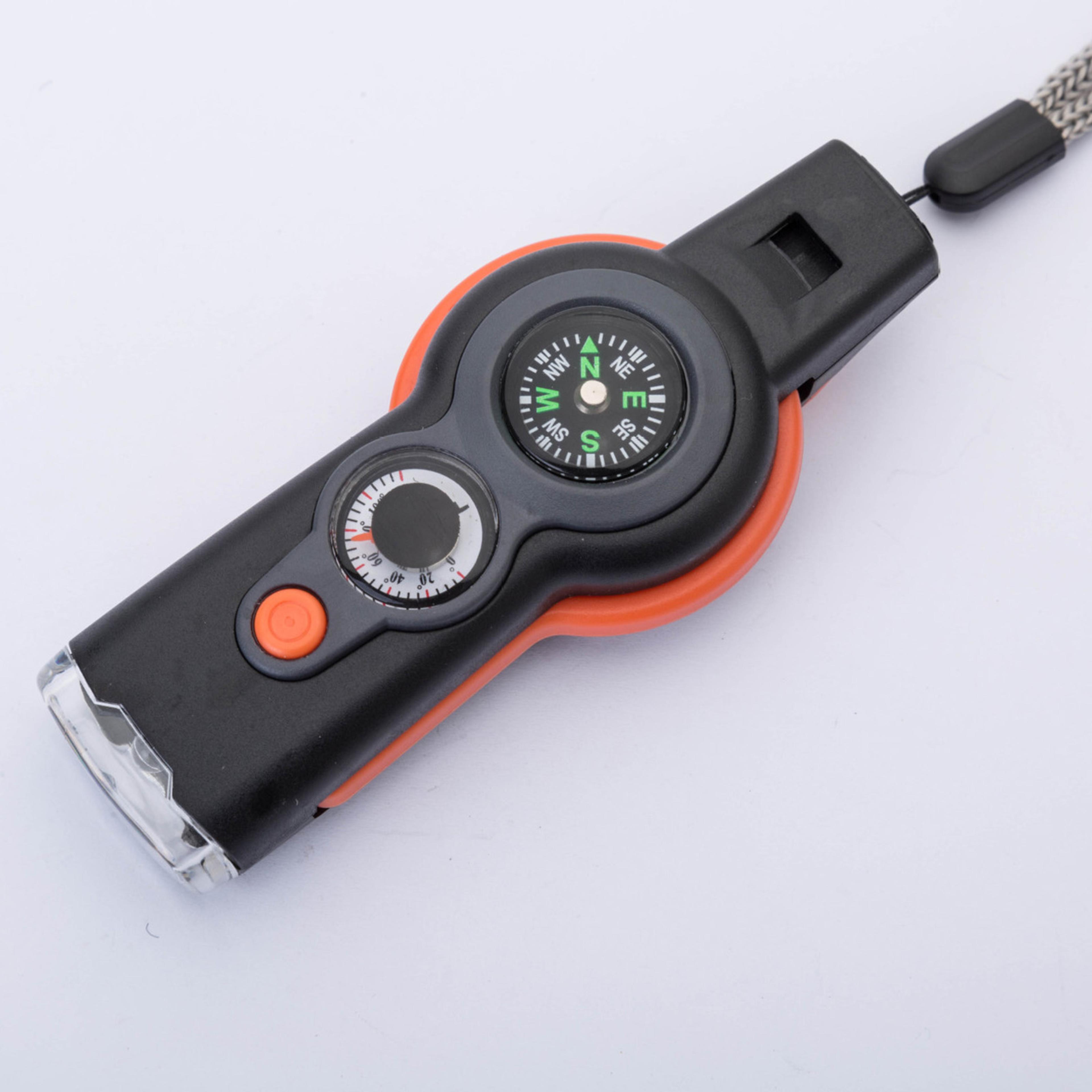 Emergency Survival Whistle With LED Light Compass  Thermometer For Outdoor Safety 2