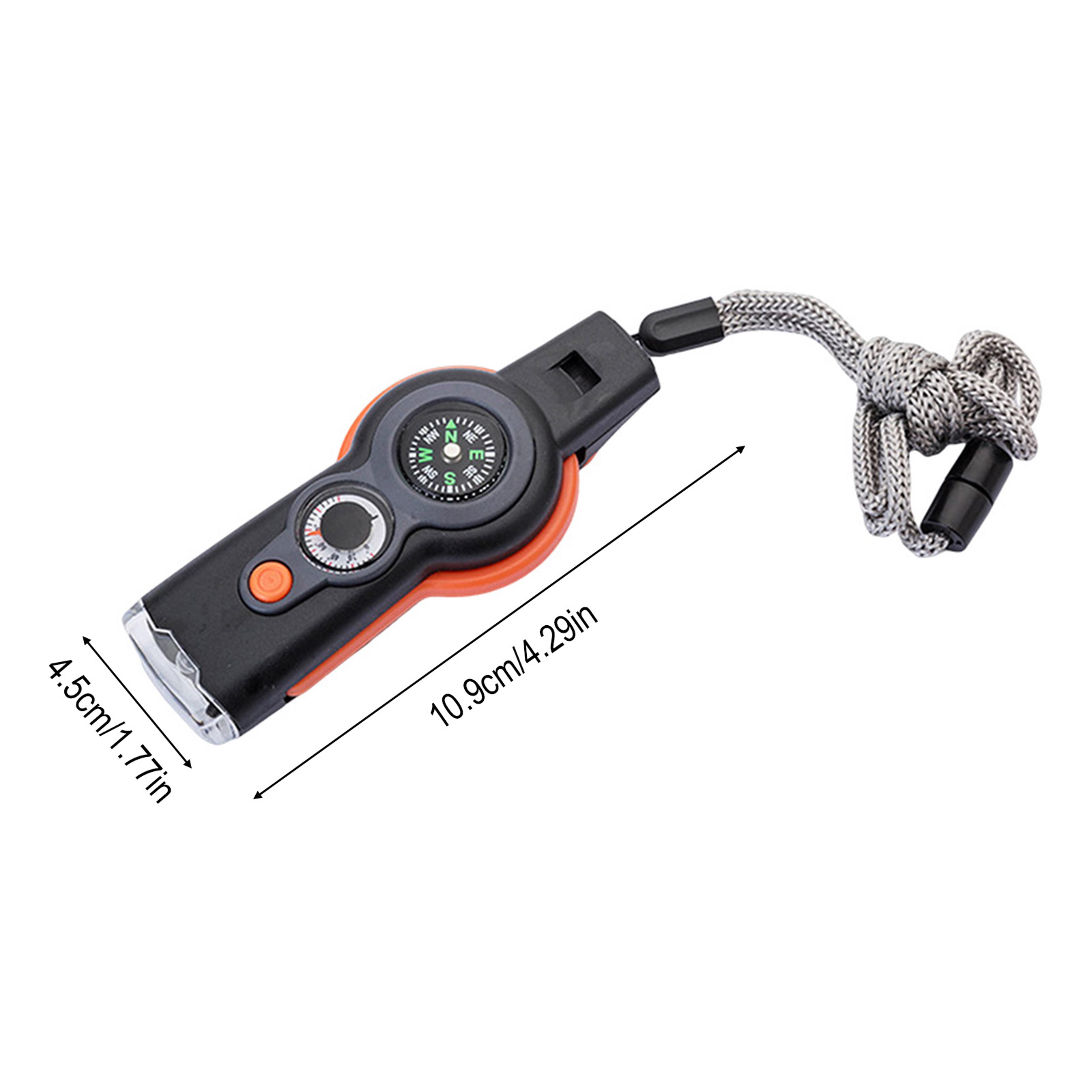 Emergency Survival Whistle With LED Light Compass  Thermometer For Outdoor Safety 4