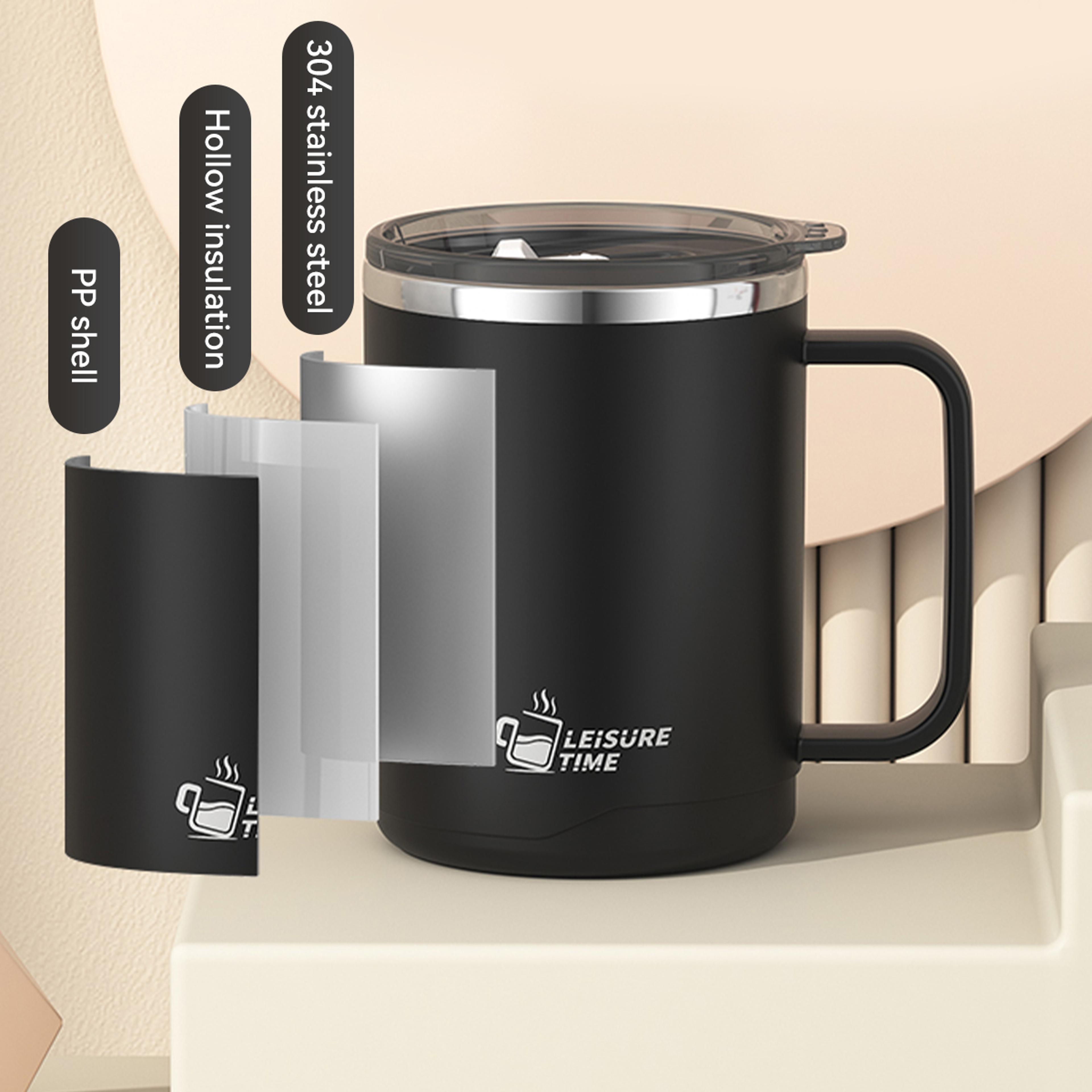 Double Wall Stainless Steel Travel Mug With Handle Leakproof Large Capacity Insulated Coffee Mug 3