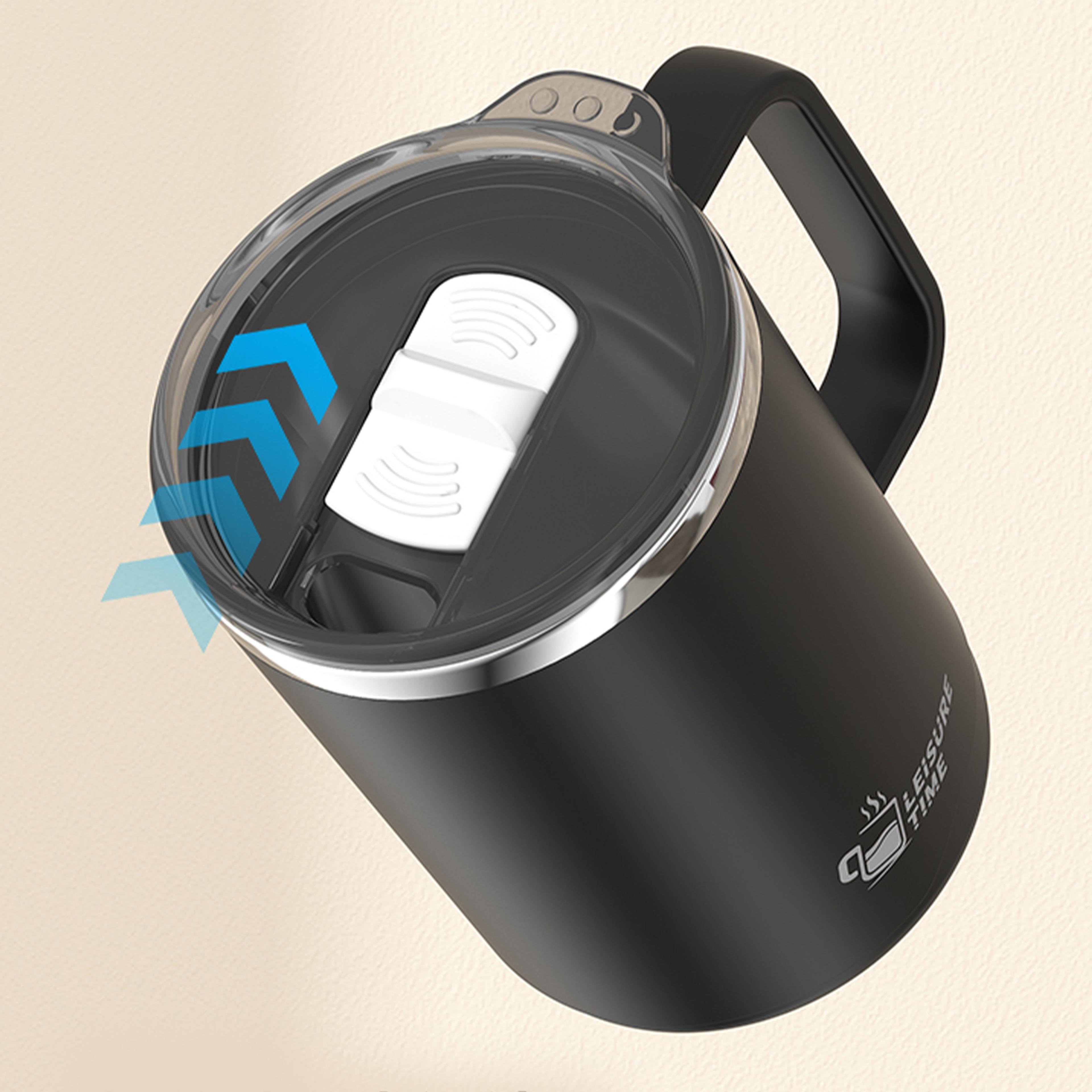 Double Wall Stainless Steel Travel Mug With Handle Leakproof Large Capacity Insulated Coffee Mug 5