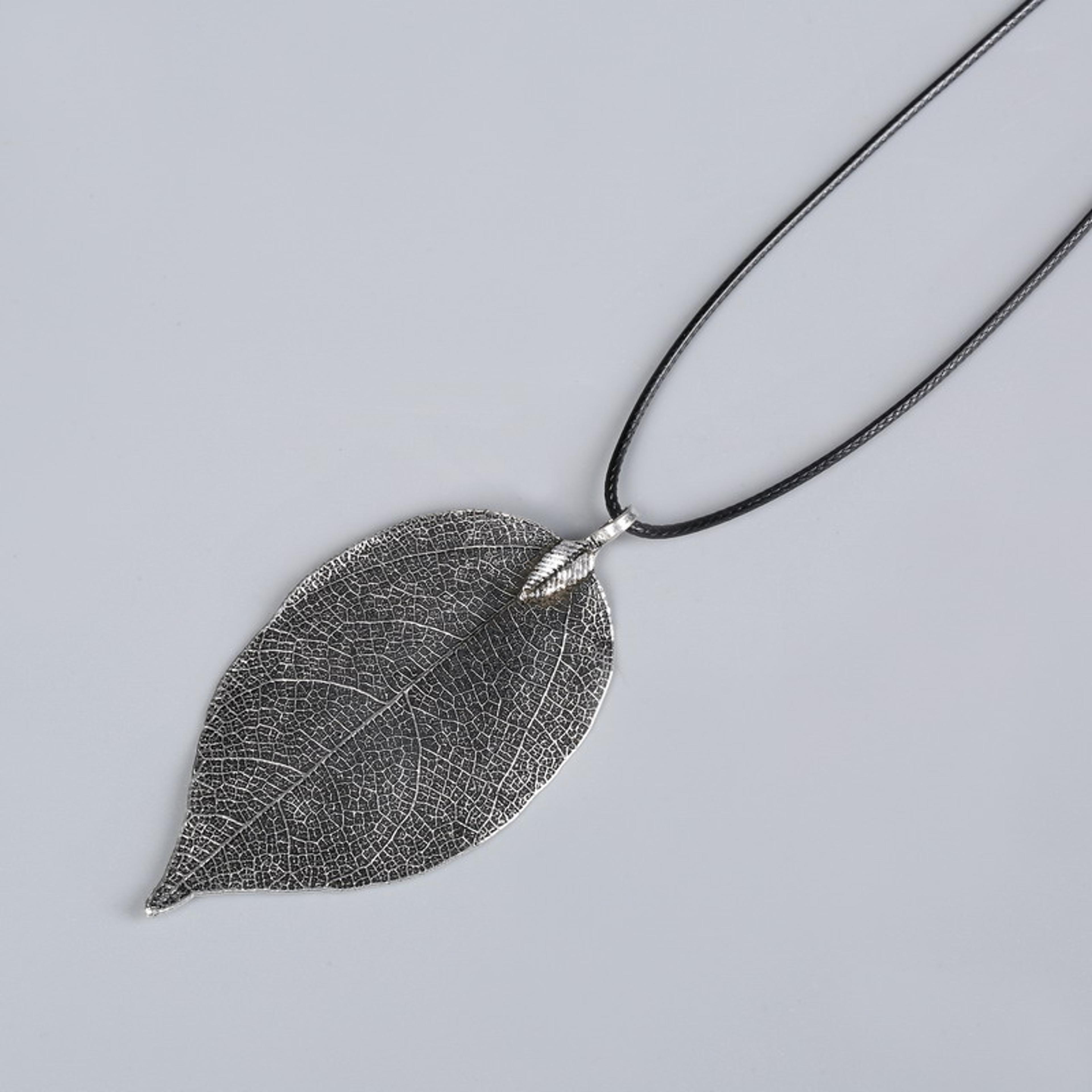 Real Leaf Choker Necklace For Women Natural Filigree Pendant Jewelry 16