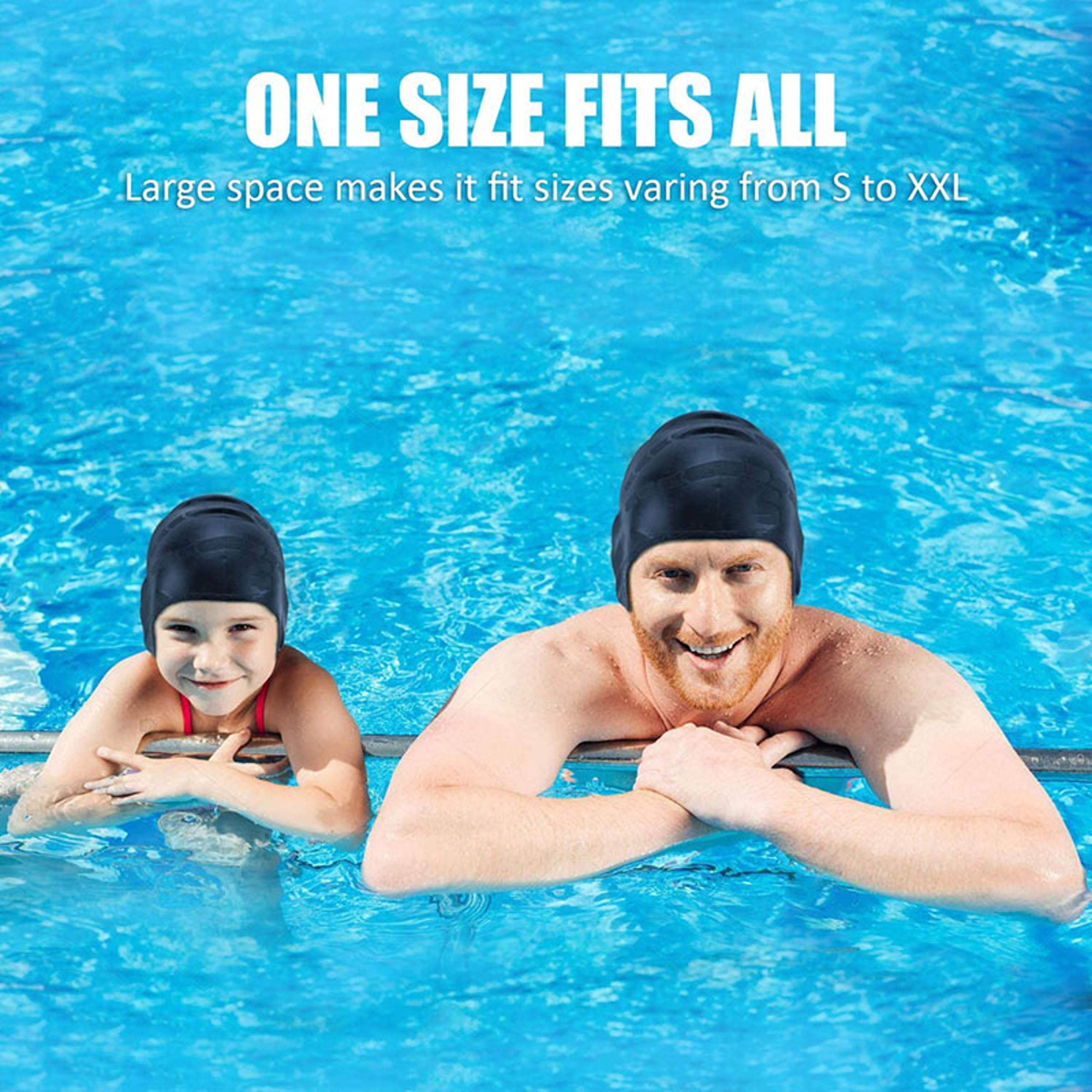 Silicone Waterproof Swim Cap With Ear Protection For Long Hair Men Women 0