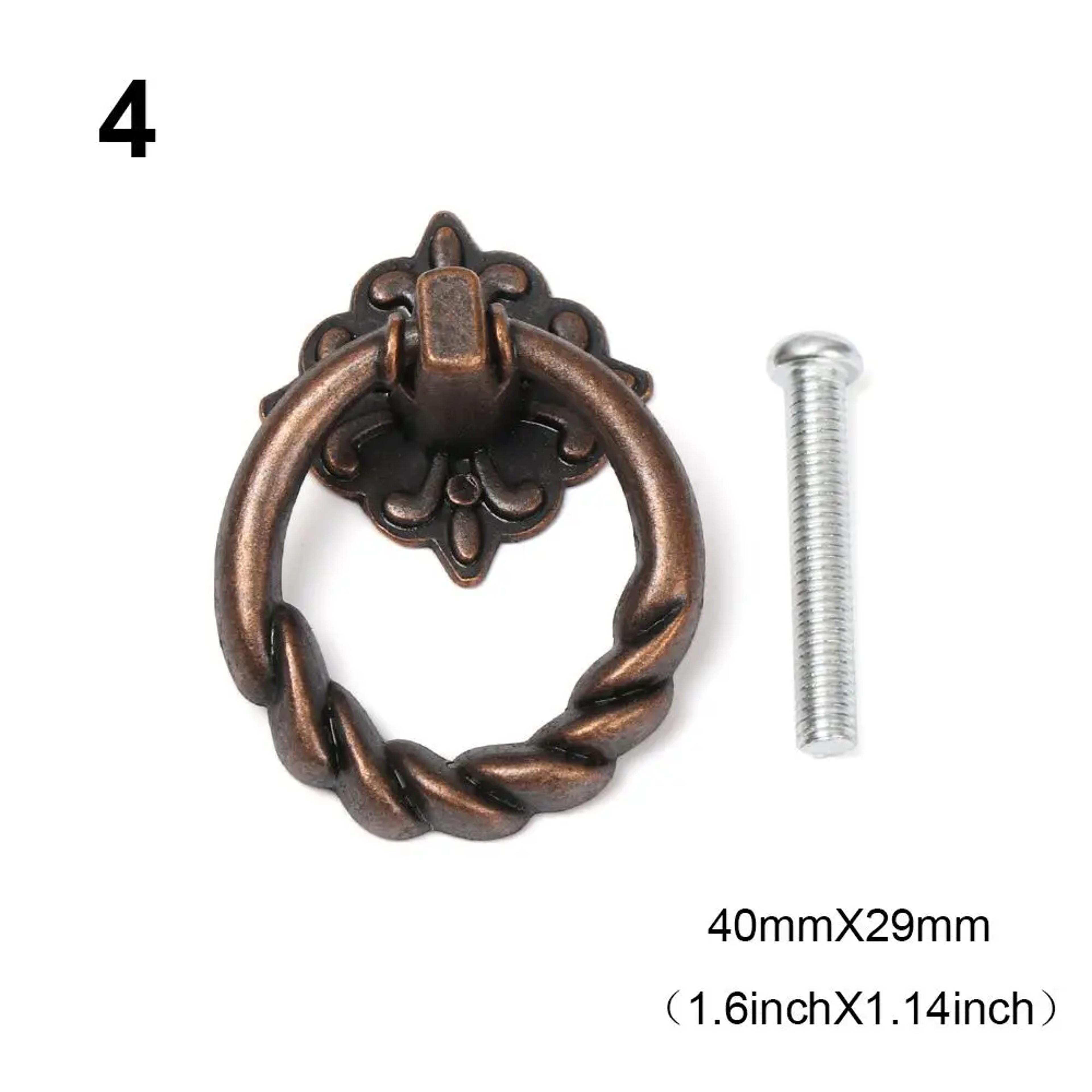 Vintage Copper Cabinet Knob Retro Ring Drawer Pull For Kitchen Wardrobe Doors 9