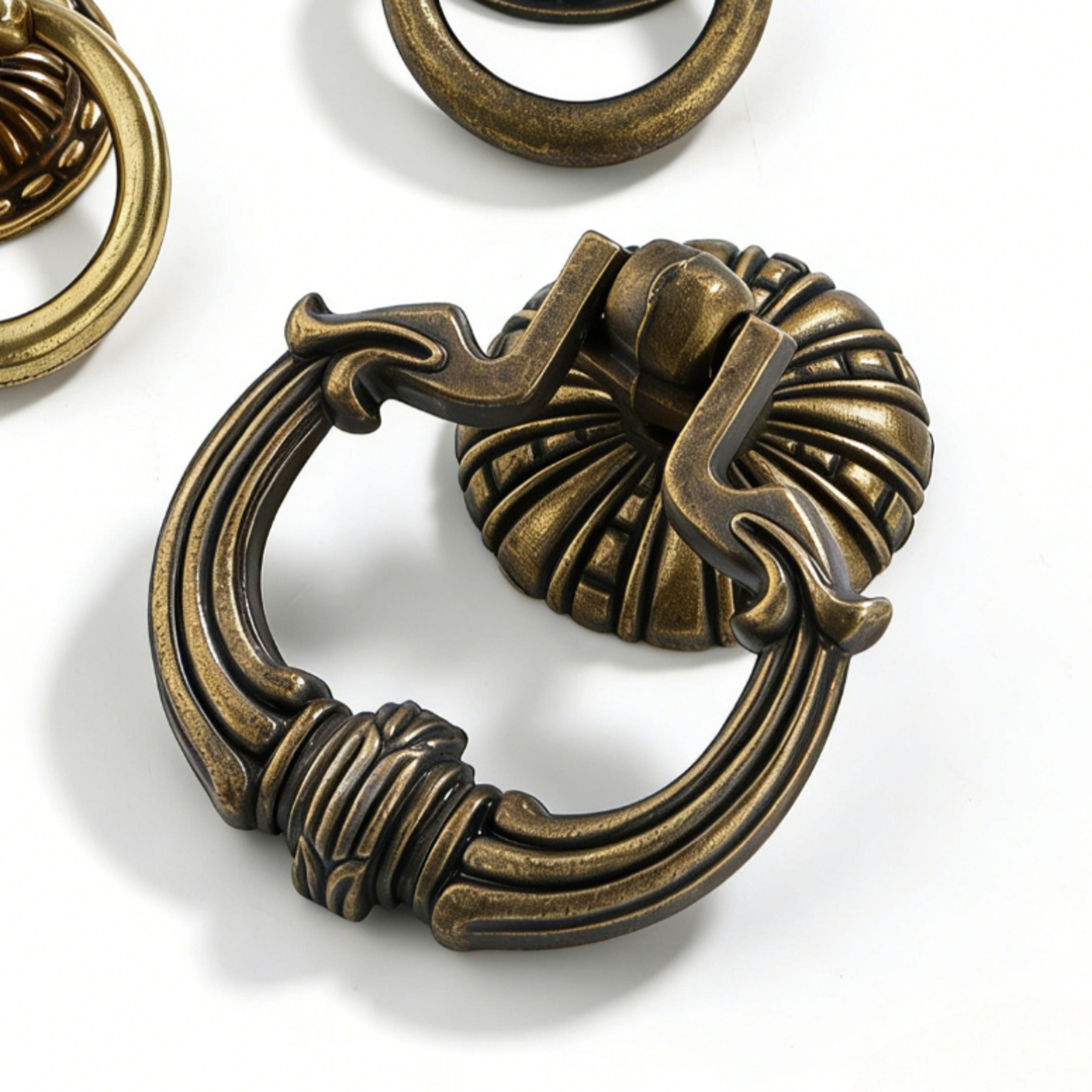 Vintage Bronze Cabinet Knob Retro Pattern Drawer Pull Handle 2