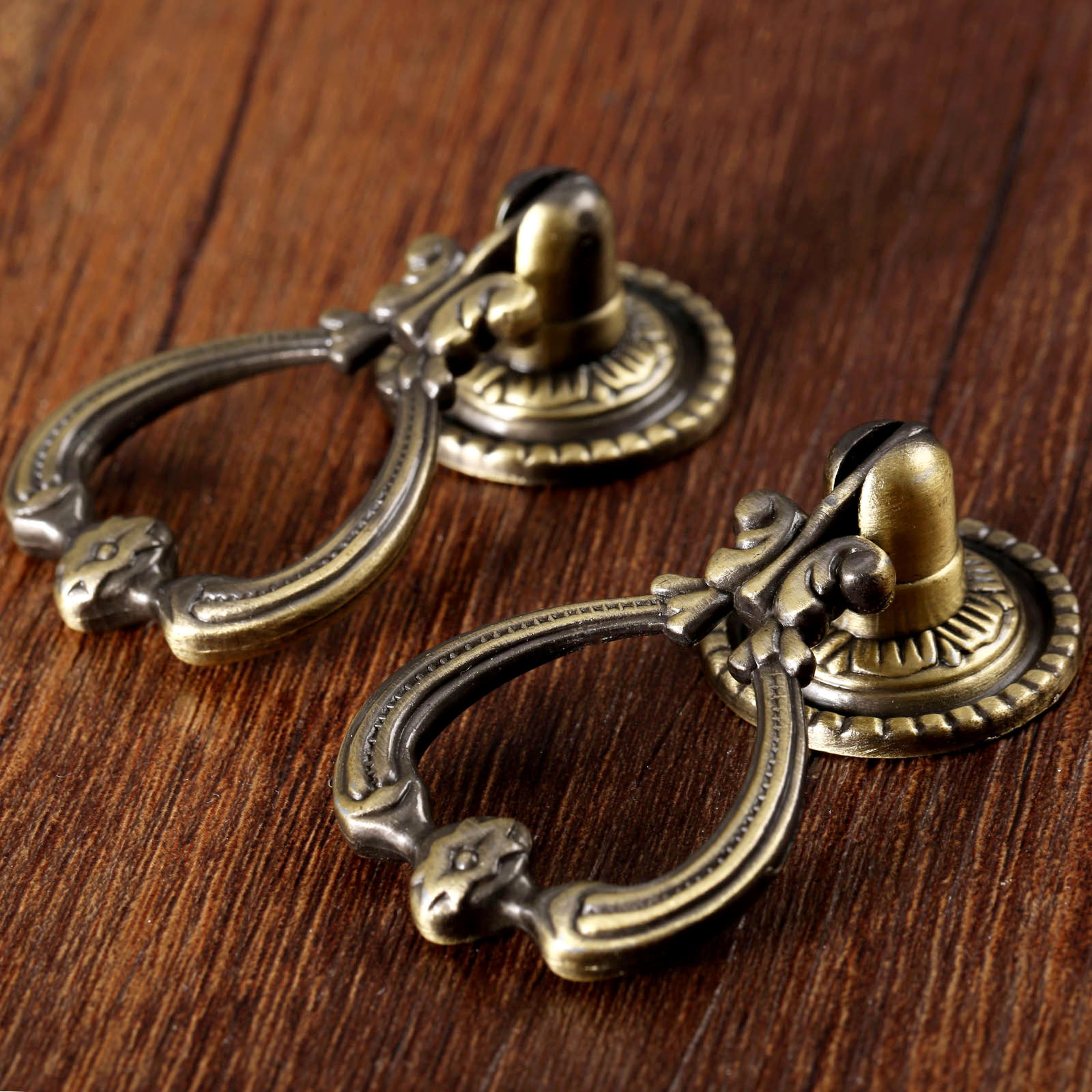 Vintage Antique Brass Cabinet Knobs Set Classic Drawer Pull Handles For Kitchen  Furniture 3