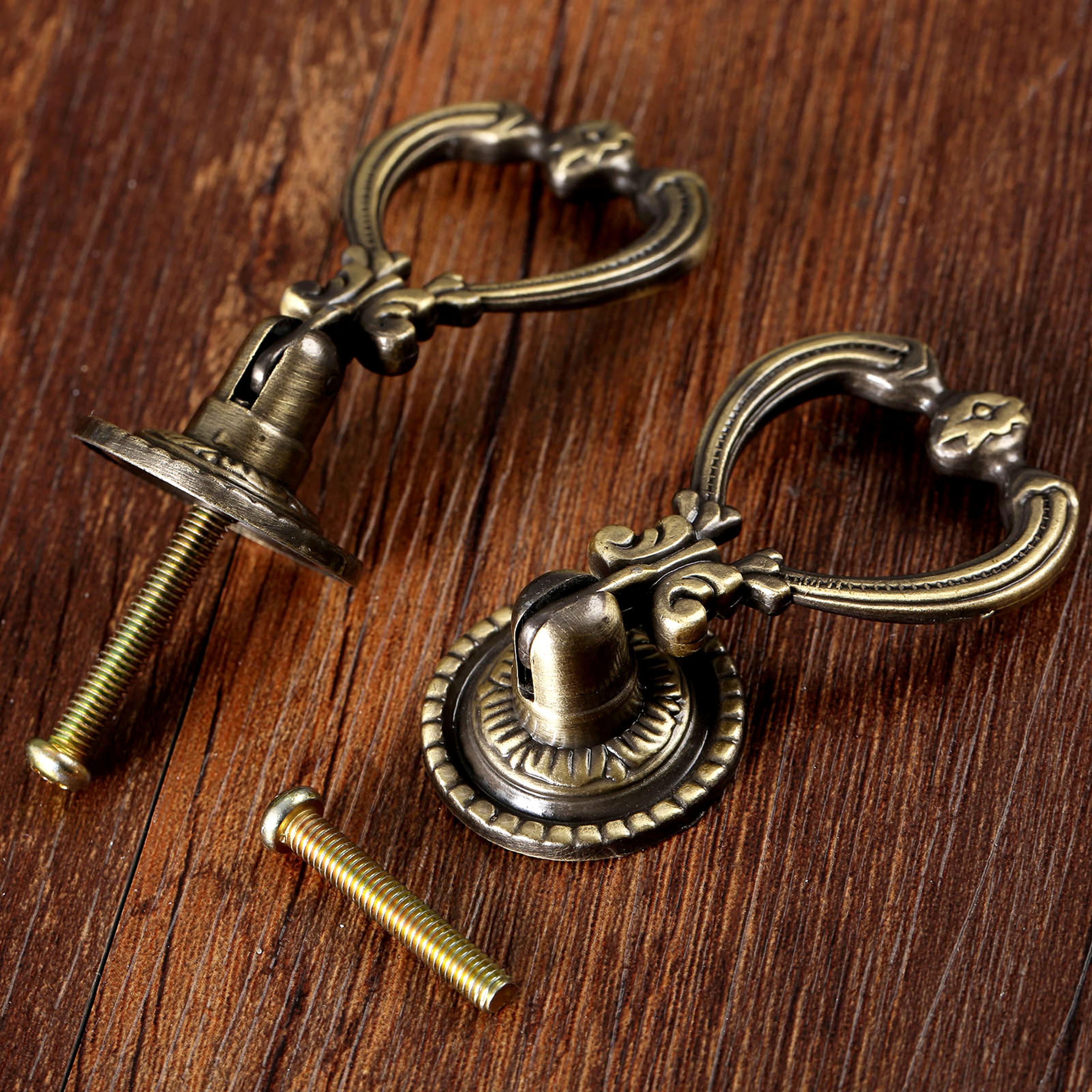 Vintage Antique Brass Cabinet Knobs Set Classic Drawer Pull Handles For Kitchen  Furniture 4