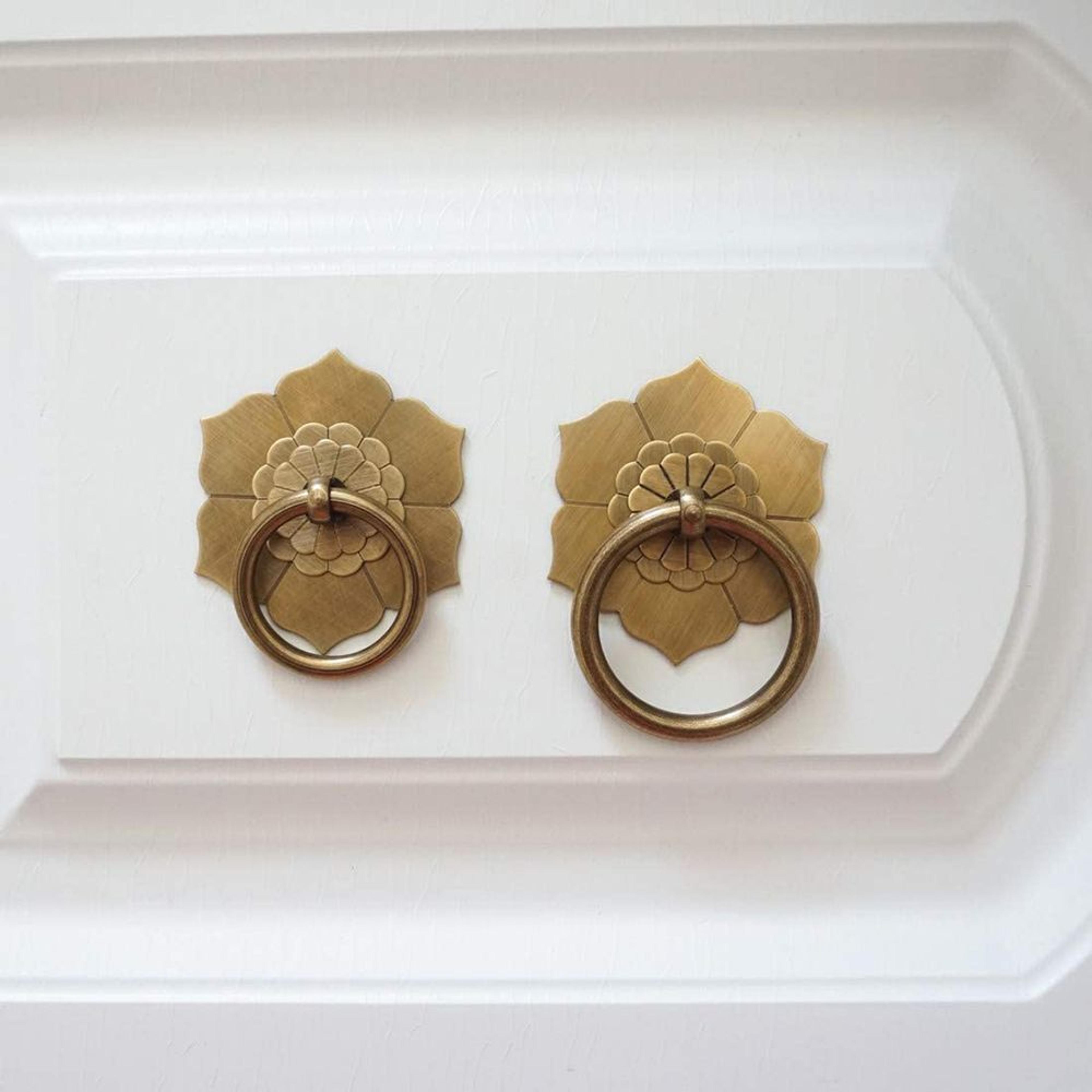 Antique Bronze Ring Pull Cabinet Handles Vintage Drawer Knobs Furniture Hardware 3