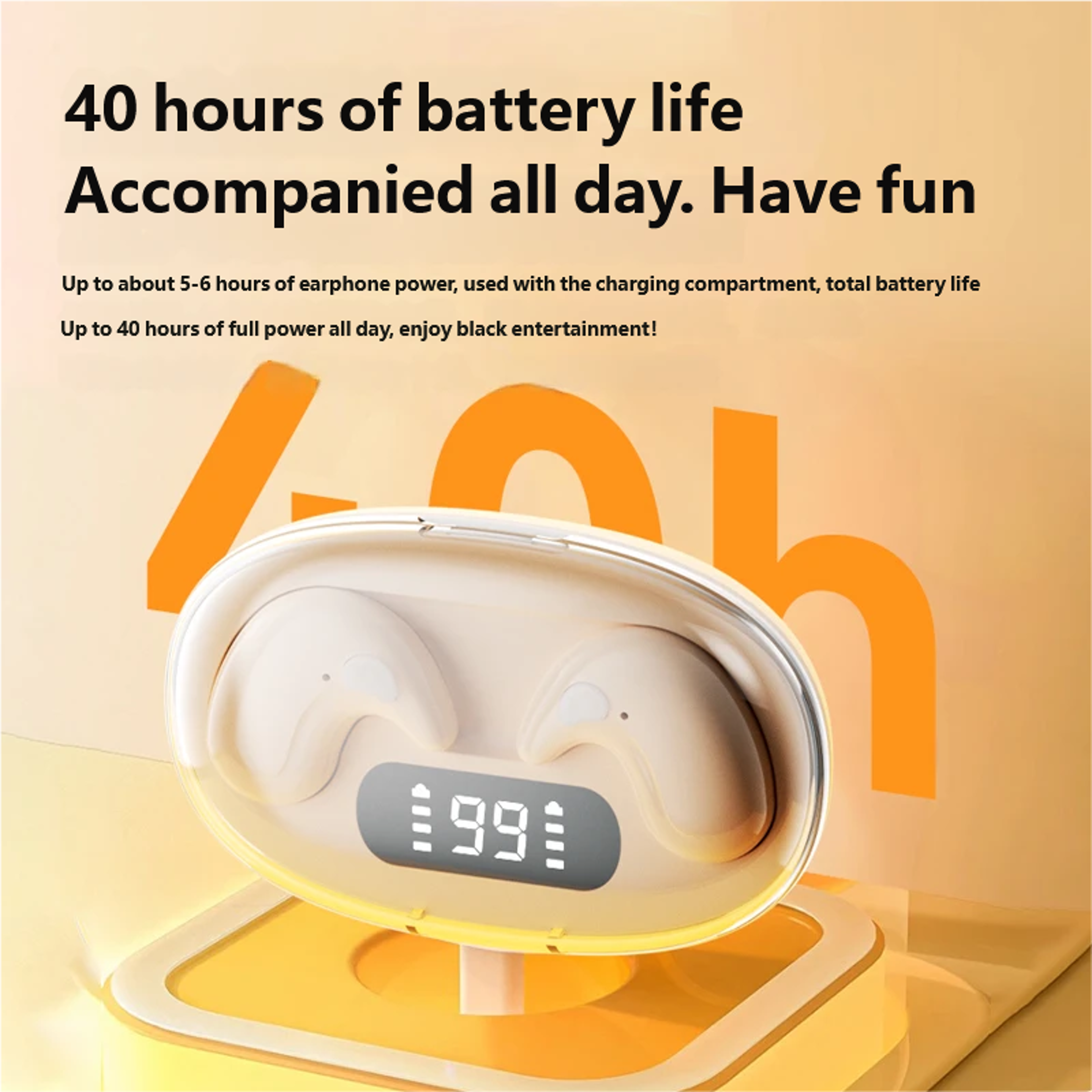 Open Ear Wireless Earbuds Bluetooth Lightweight All Day Comfort Earphones With Battery Display 4