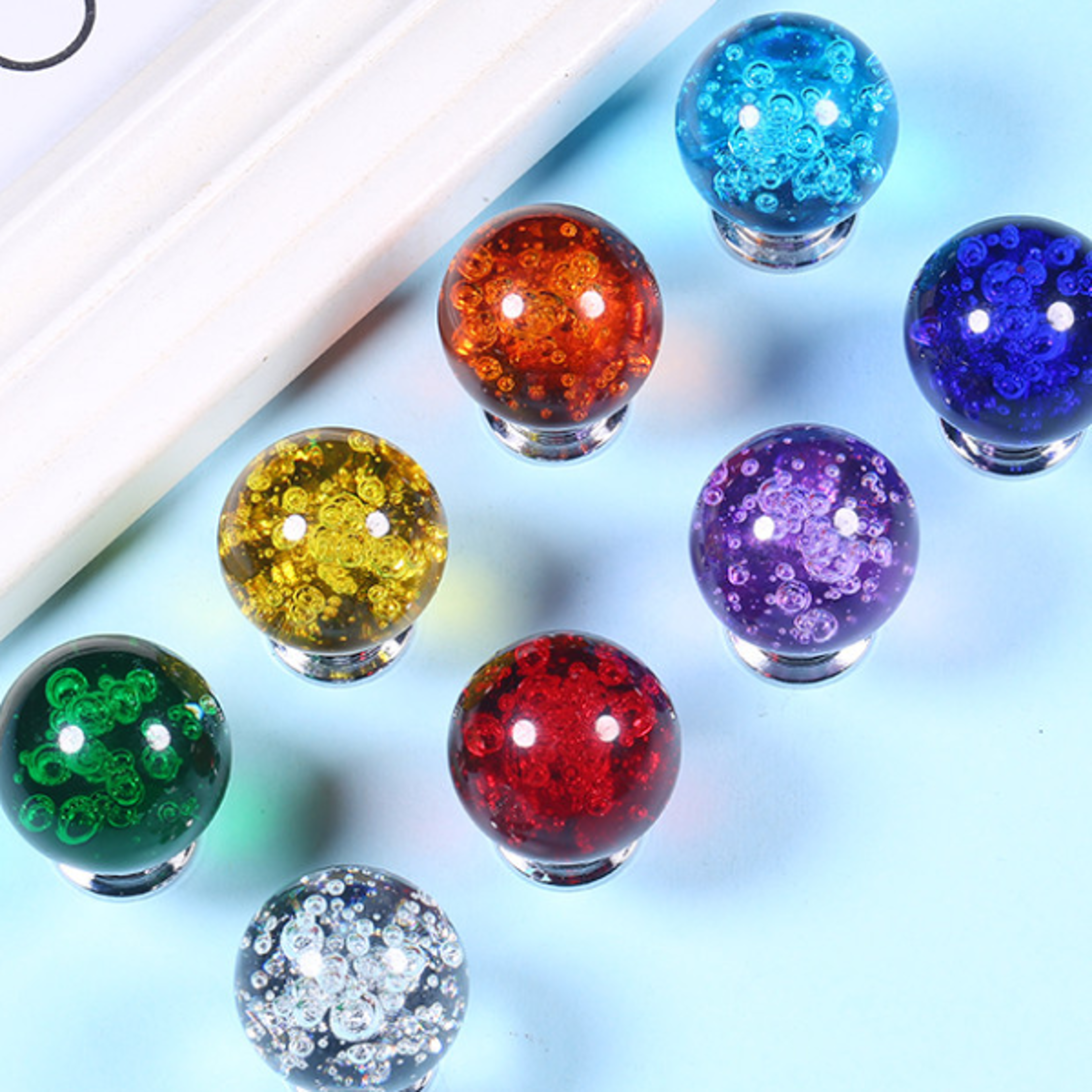 crystal bubble glass cabinet knobs decorative drawer & wardrobe handles