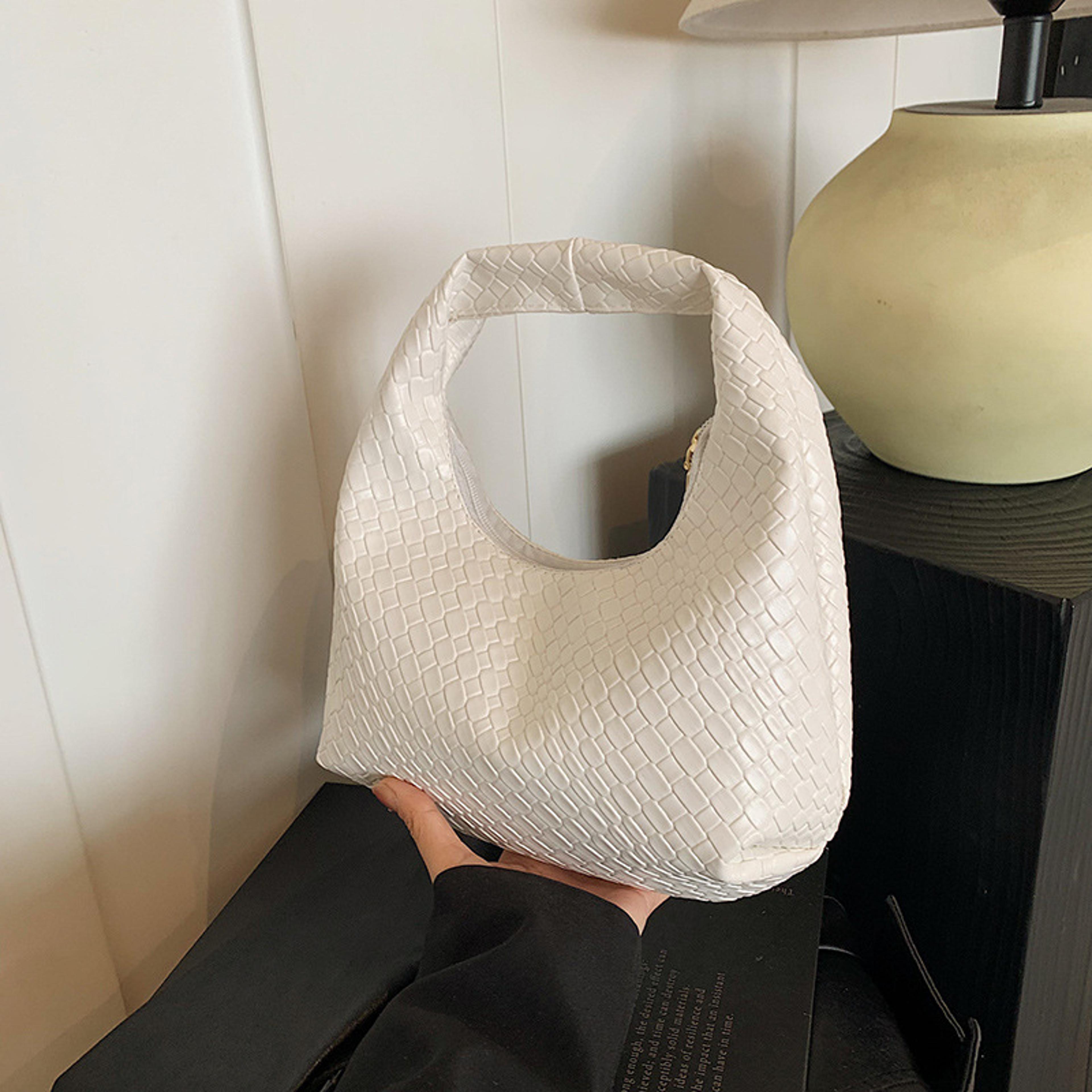 Elegant Woven PU Leather Hobo Bag Small Top Handle Shoulder Handbag For Women 7