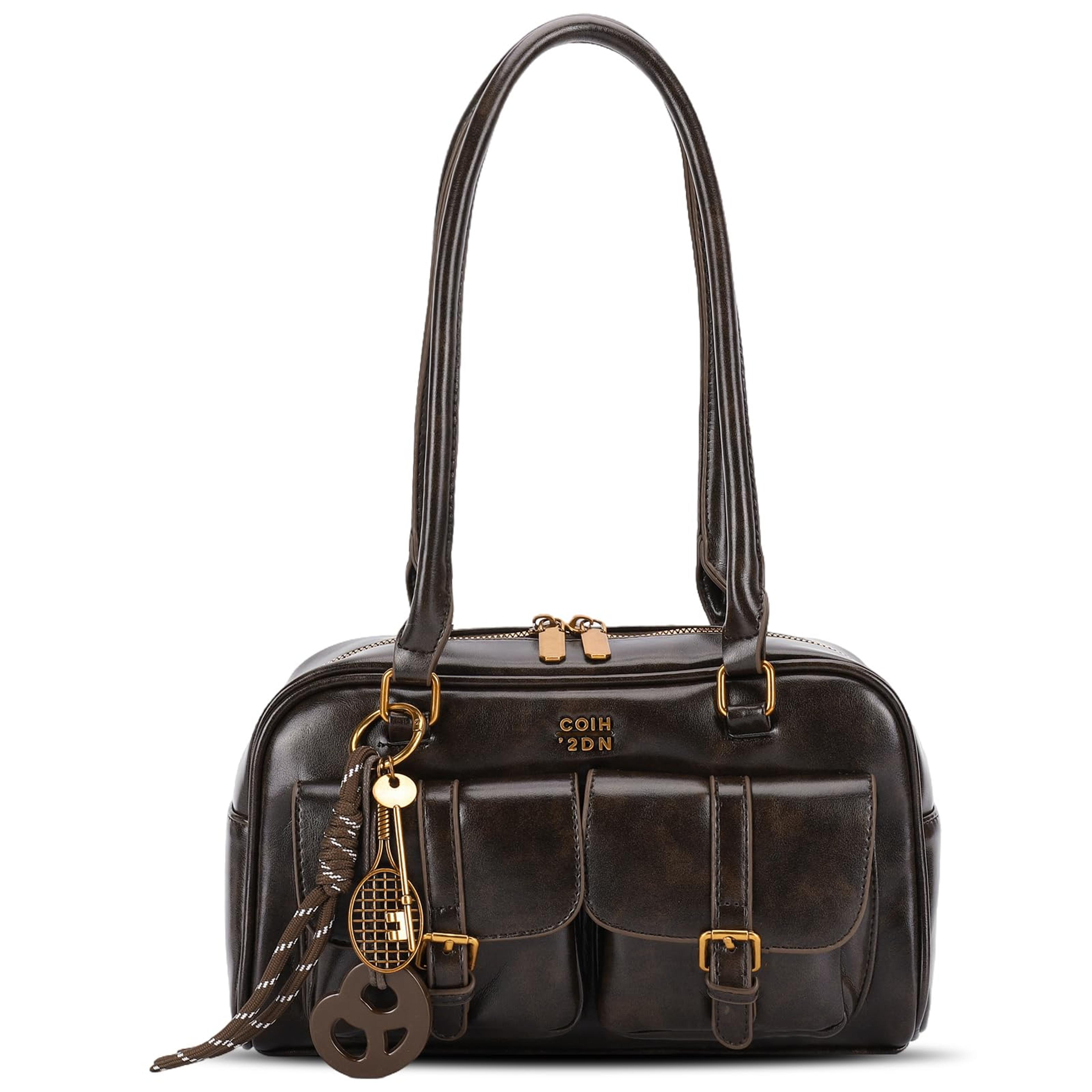 Retro Shoulder Bag Women YK Hobo Bag Boston Style Coffee Handbag 6