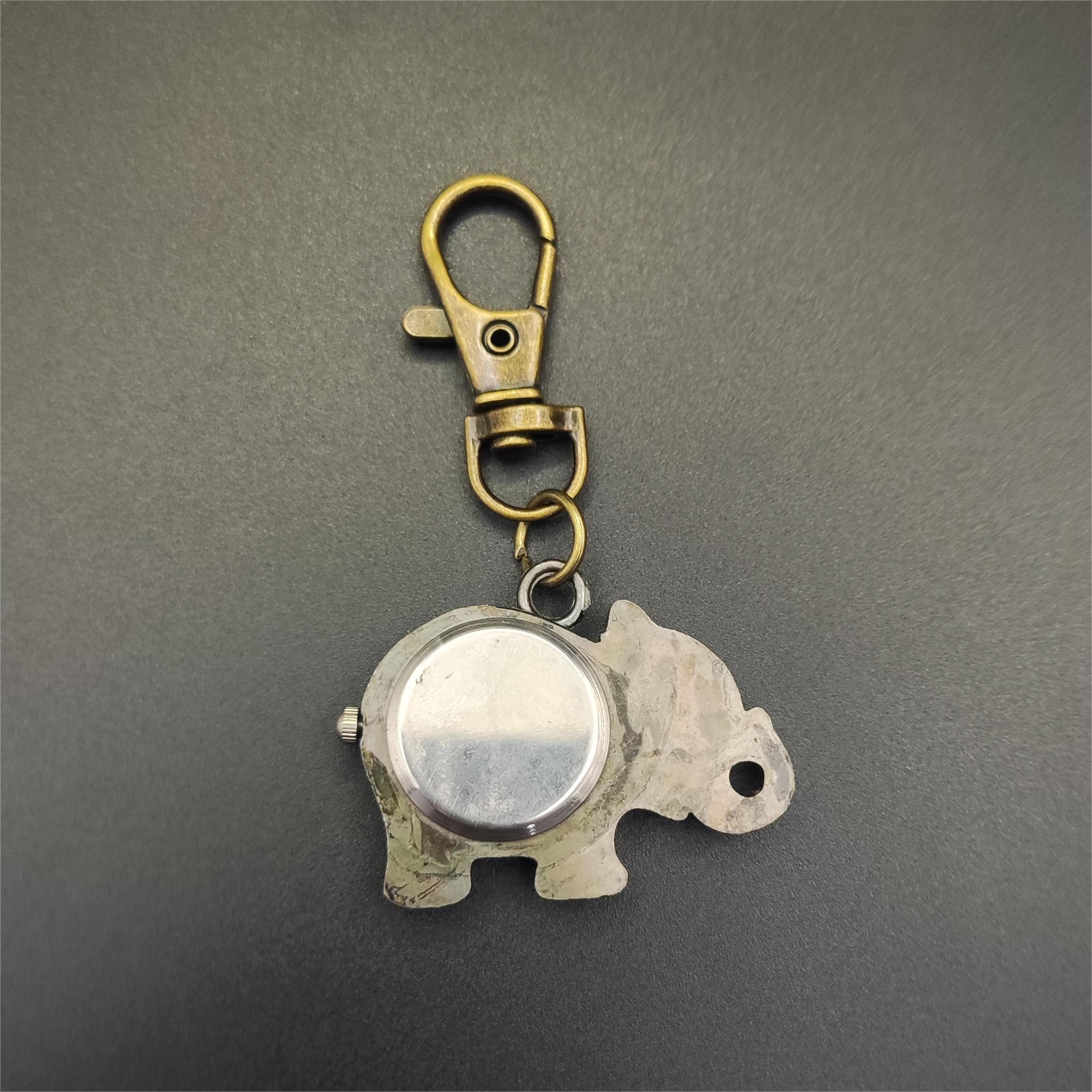 Retro Elephant Keychain Watch Cute Portable Quartz Pocket Watch For Students And Gifts 2