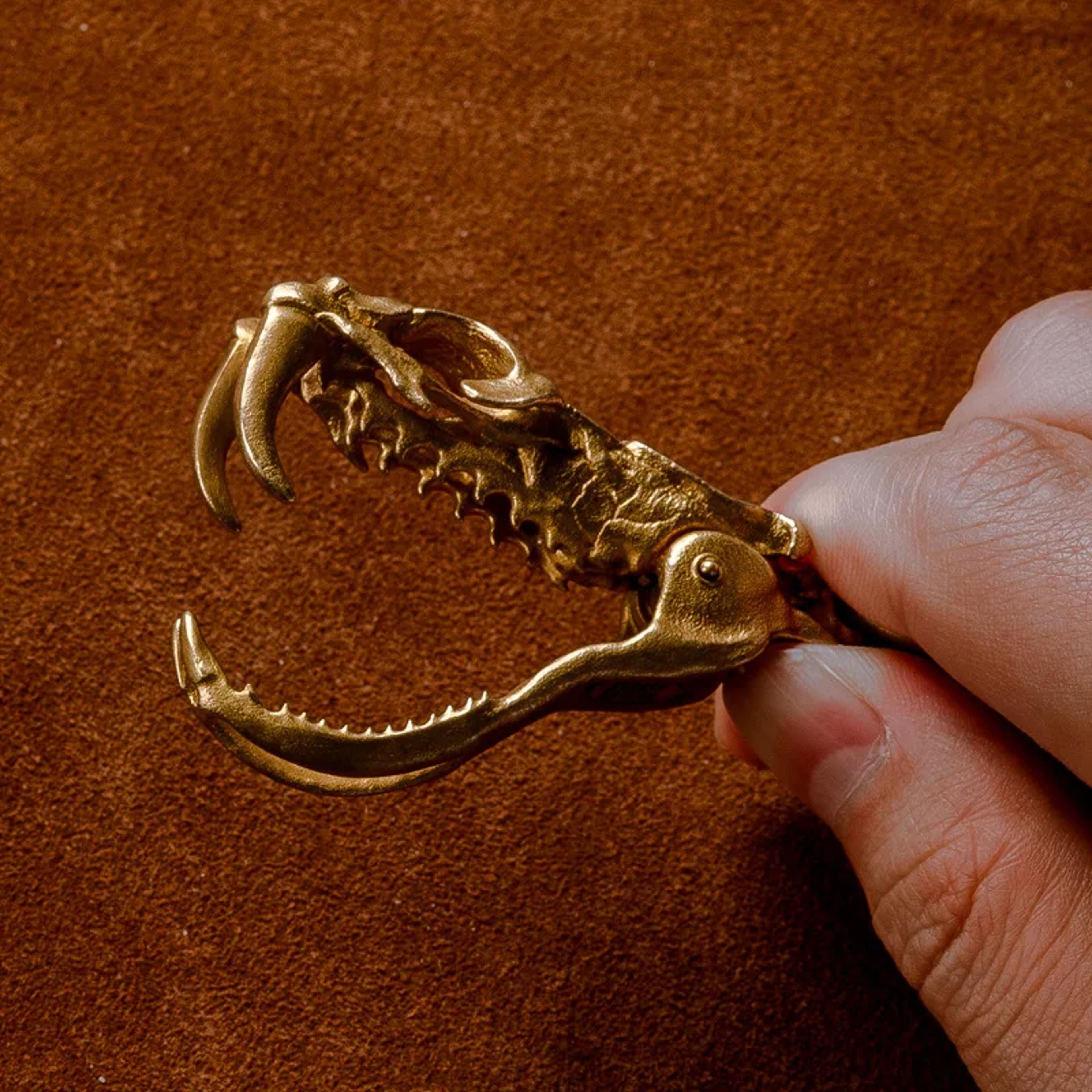 Vintage Copper Snake Keychain Pendant Retro Tail Charm Accessory 1