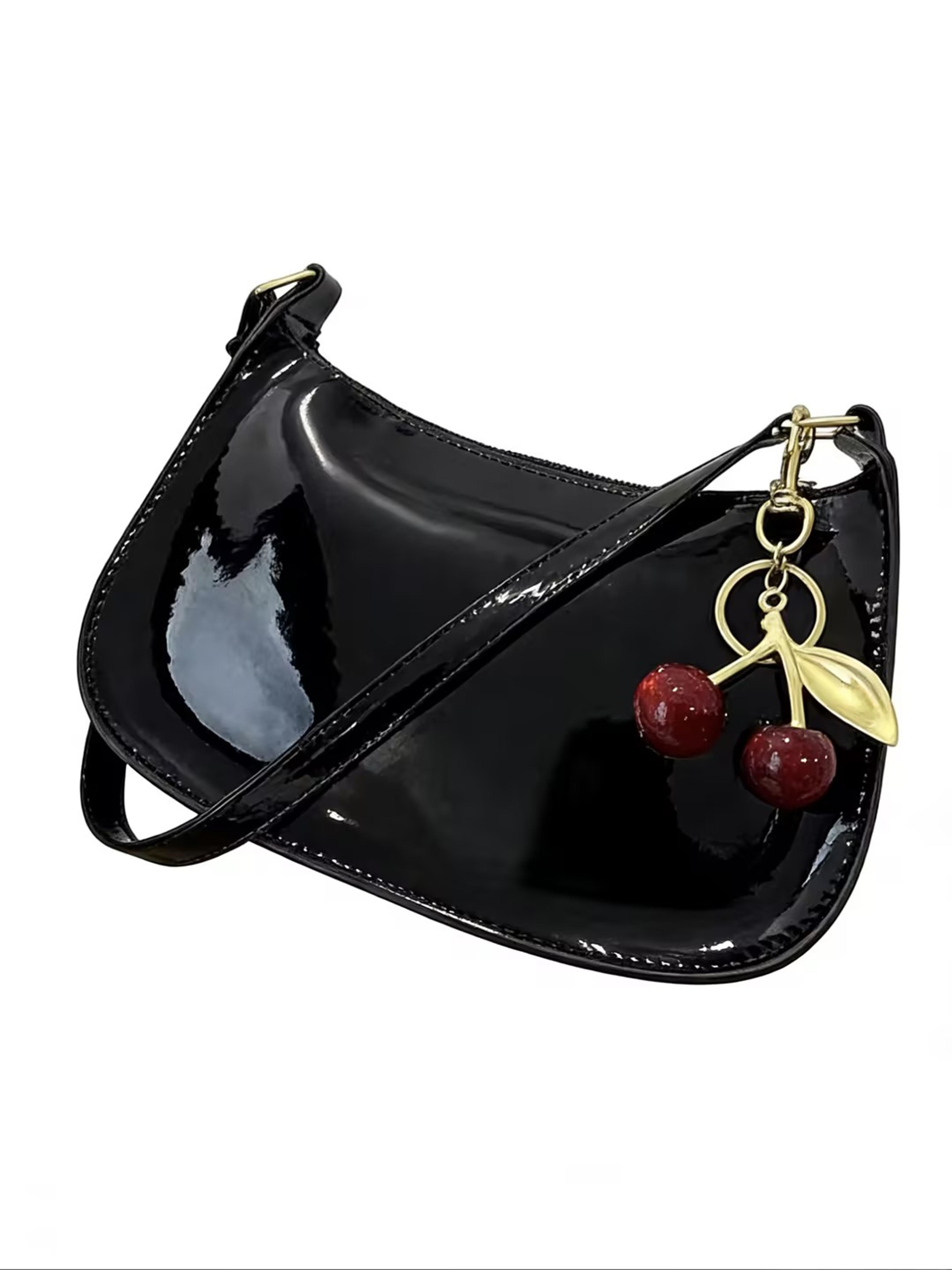 Cherry Charm PU Leather Shoulder Bag For Women Casual Crossbody Handbag 6