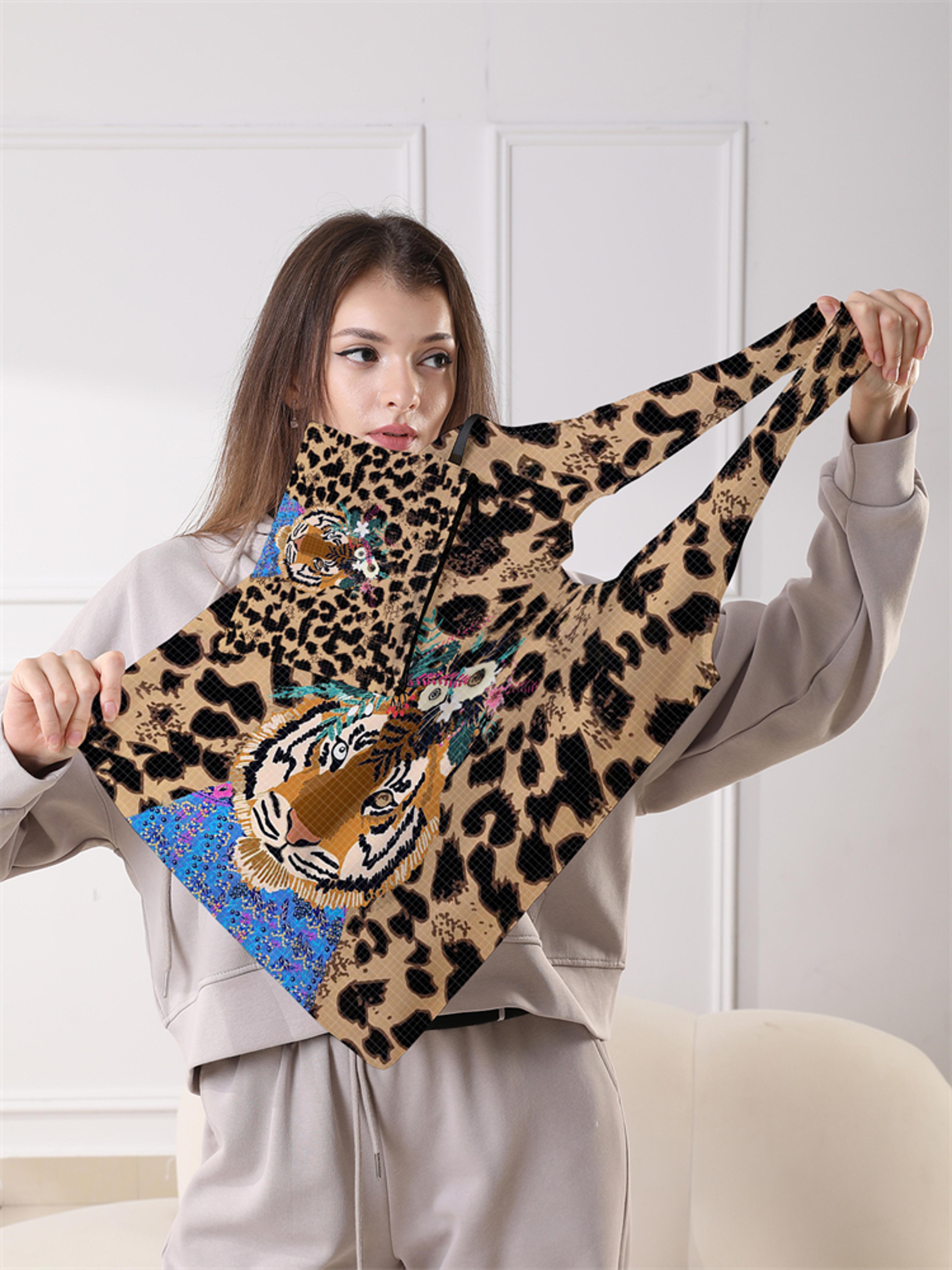 Foldable Leopard Print Shopping Bag Reusable Large Capacity Tote 1