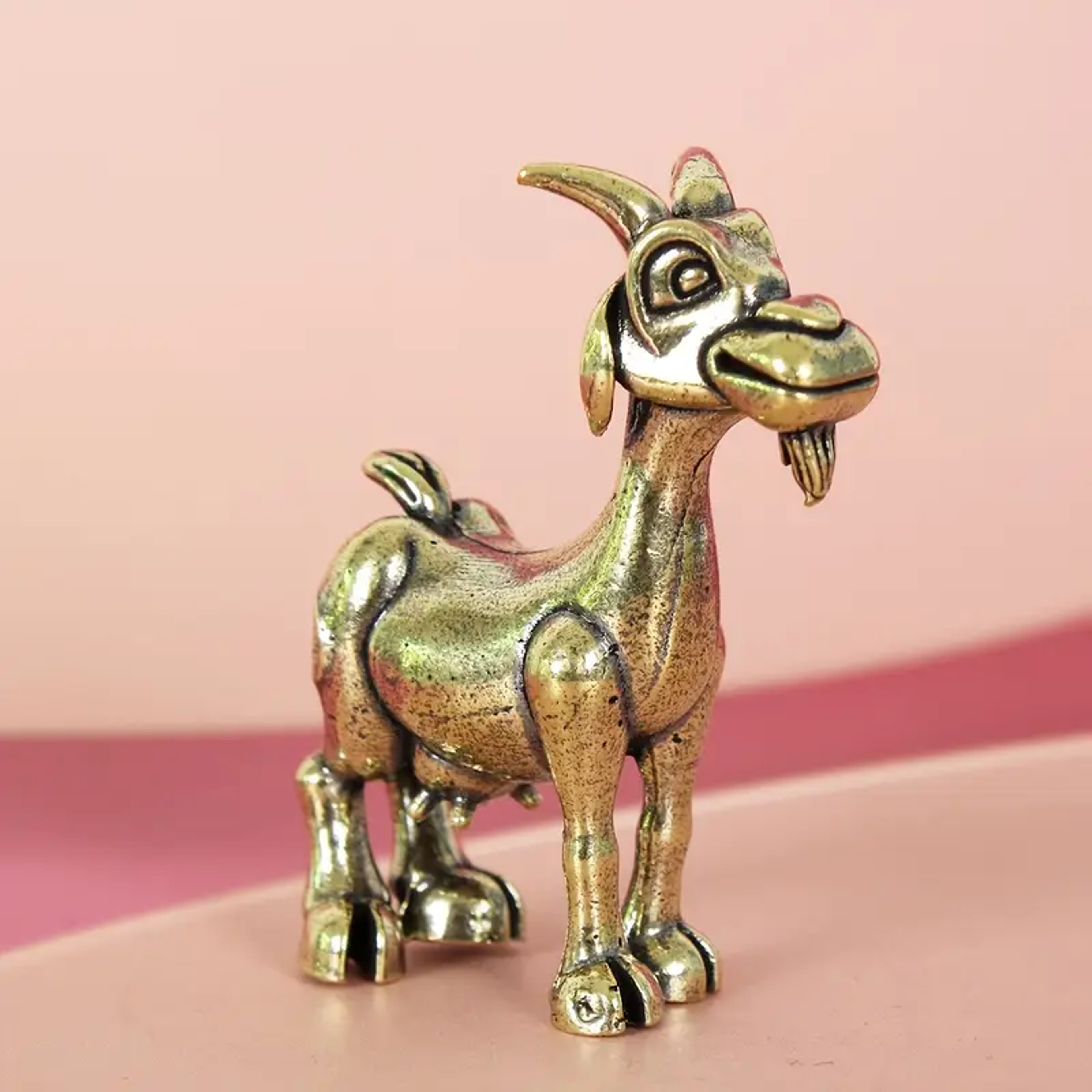Vintage Brass Goat Statue Retro Animal Sculpture For Unique Home Decor 5
