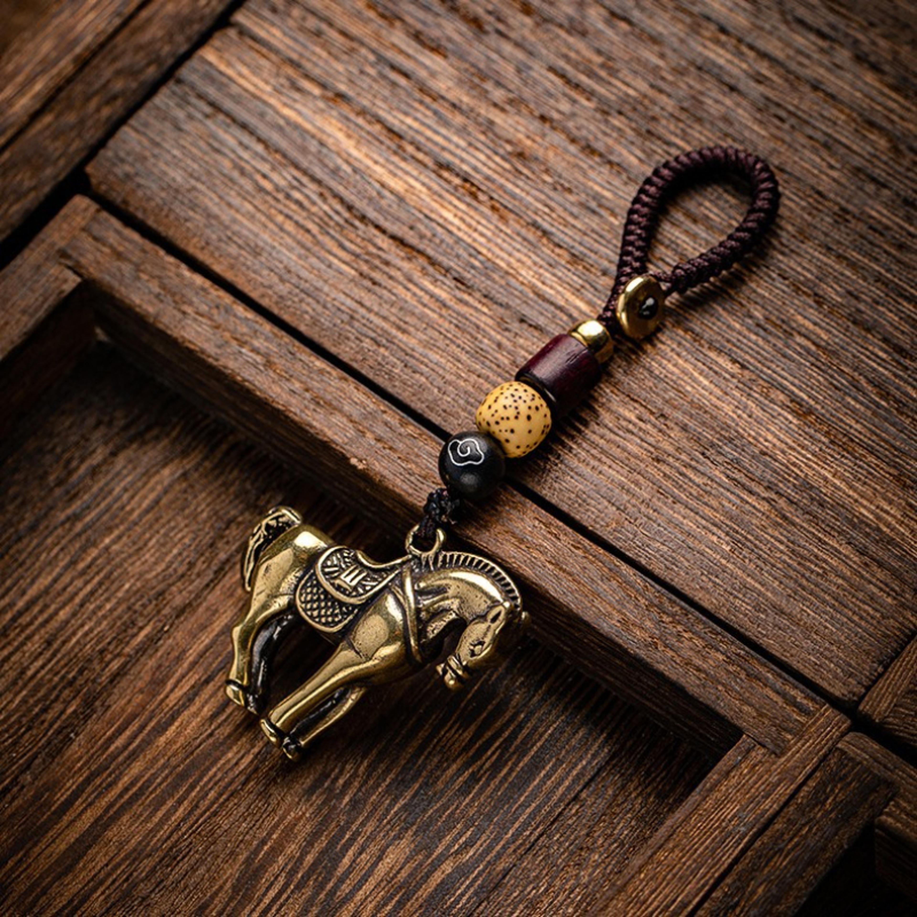 Brass Zodiac Horse Keychain Pendant For Success Charm Decor 2
