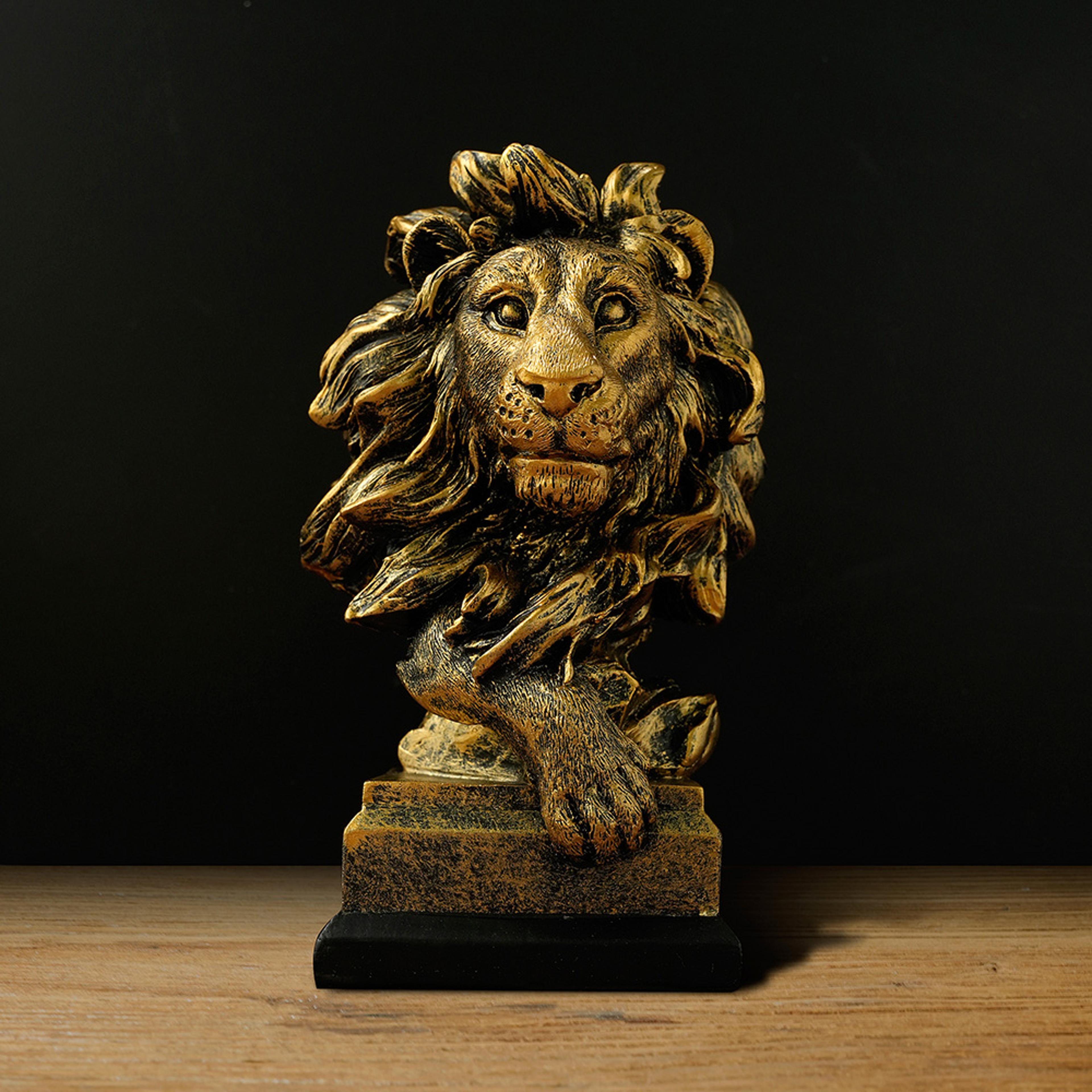 majestic lion statue resin decor powerful animal sculpture for home office display