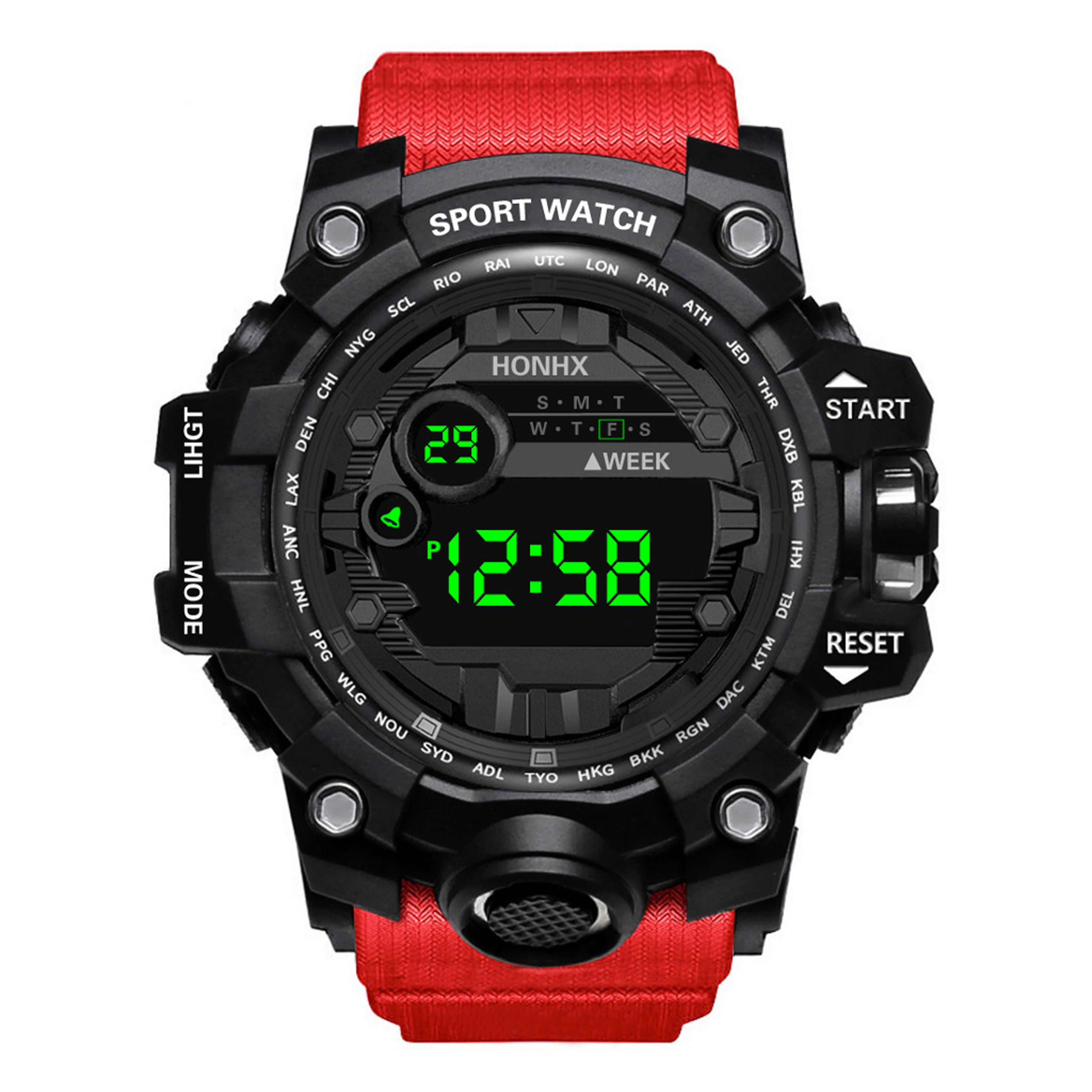 Mens Big Dial LED Digital Sports Watch Waterproof Stopwatch Alarm Fitness Wristwatch 3