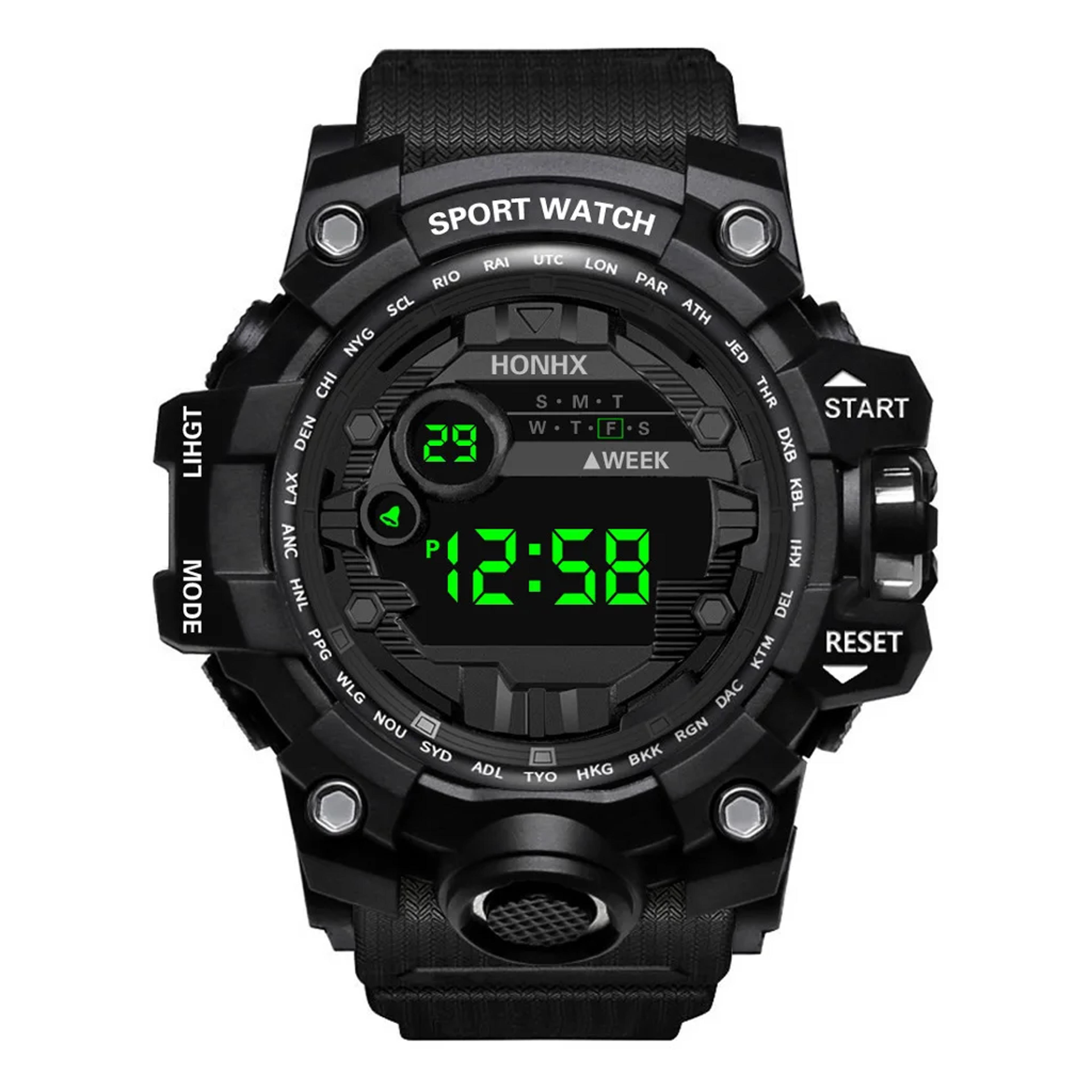 Mens Big Dial LED Digital Sports Watch Waterproof Stopwatch Alarm Fitness Wristwatch 6