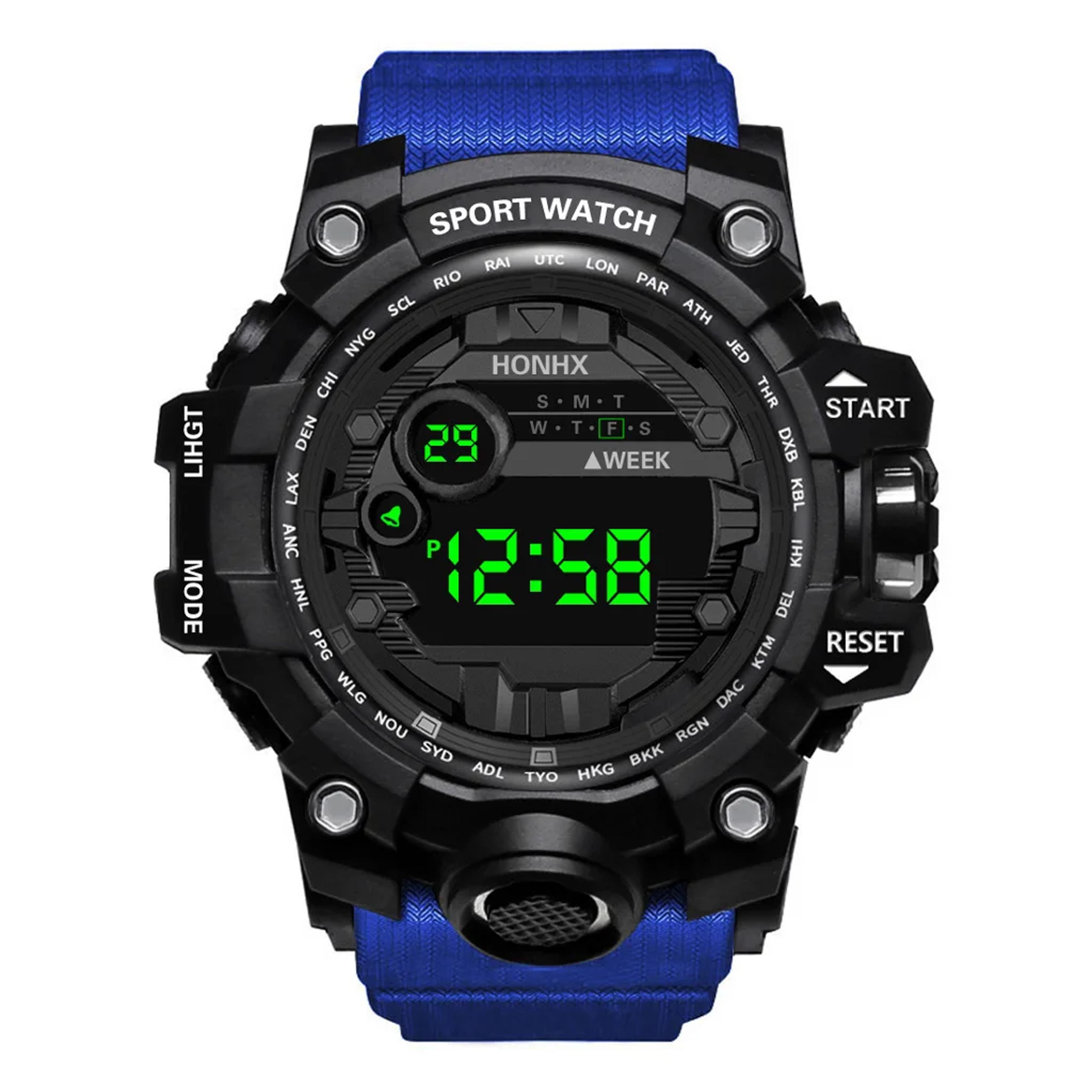 Mens Big Dial LED Digital Sports Watch Waterproof Stopwatch Alarm Fitness Wristwatch 7