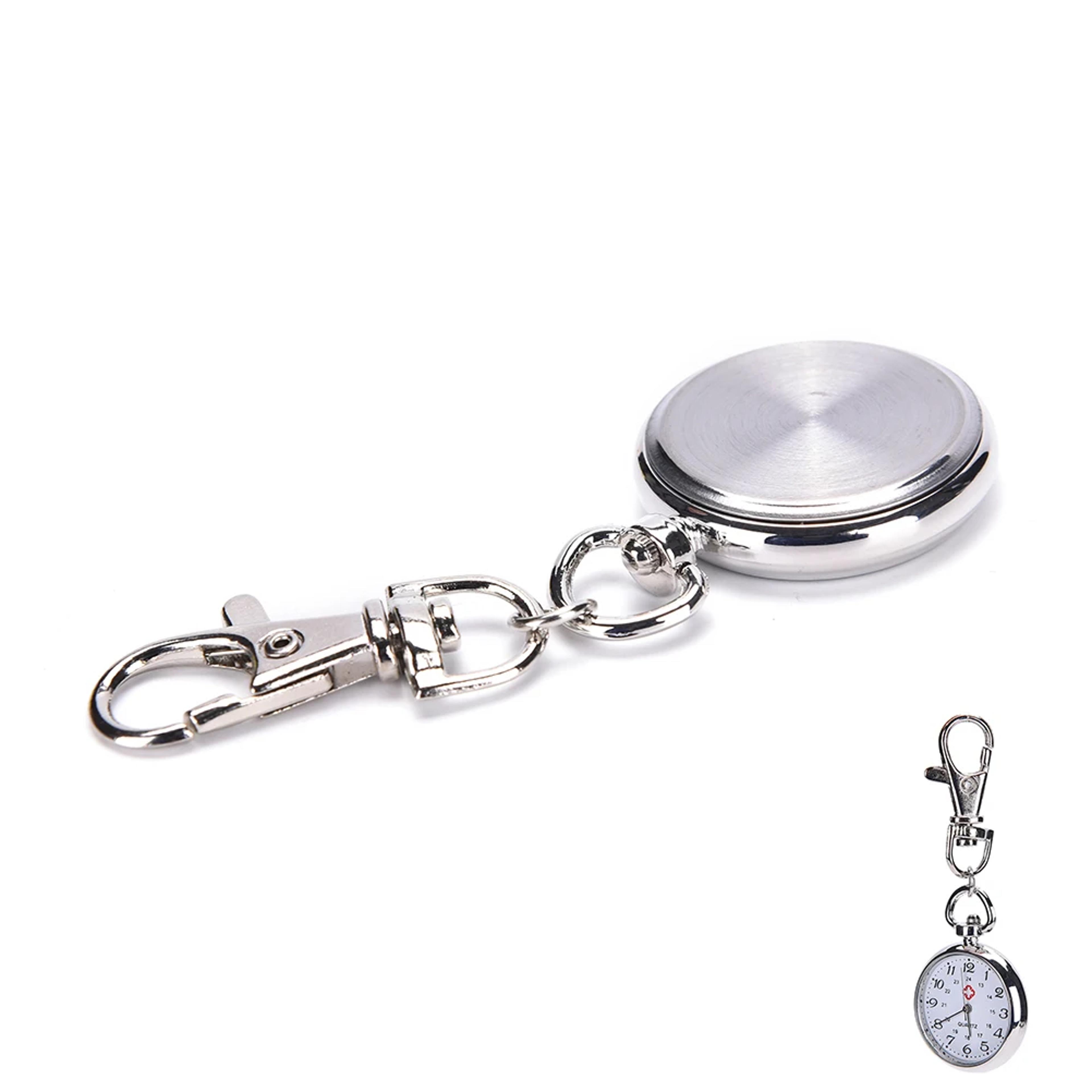 Vintage Stainless Steel Pocket Watch Keychain Cute Quartz Mini Timepiece Gift 2