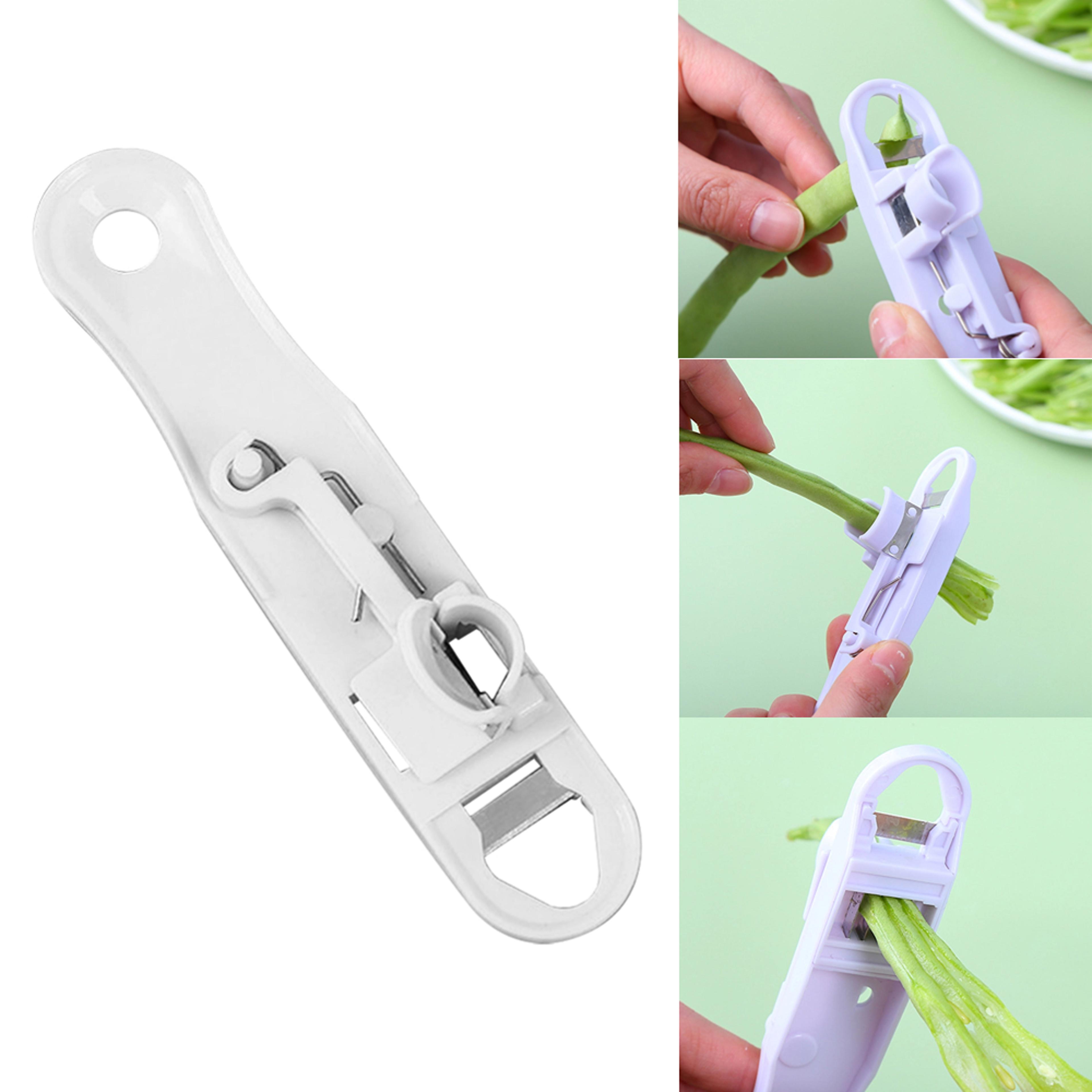 QuickSlice Green Bean Slicer Tool Stainless Steel Vegetable Prep Cutter  String Remover 1