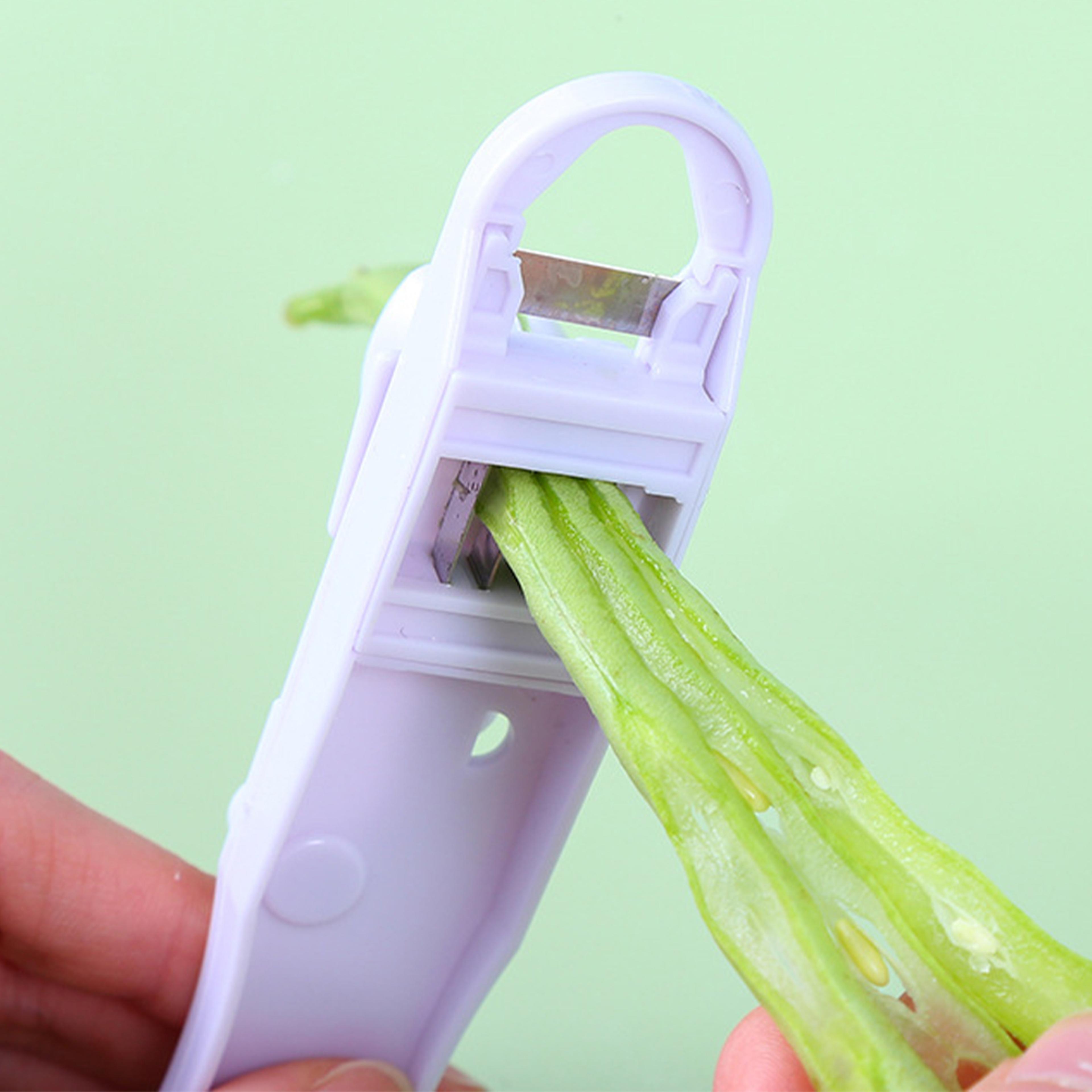 QuickSlice Green Bean Slicer Tool Stainless Steel Vegetable Prep Cutter  String Remover 3