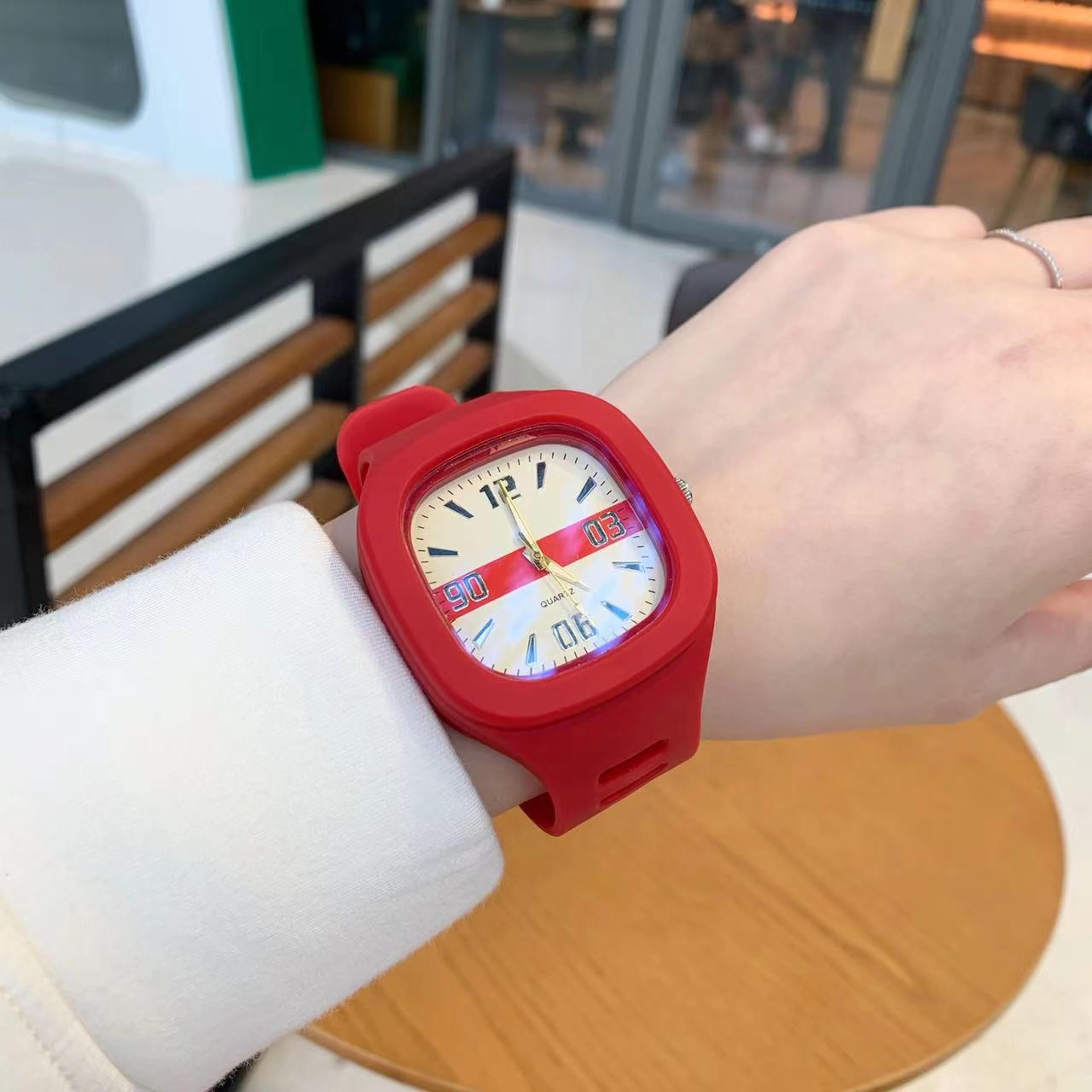Elegant Big Square Womens Quartz Watch With Silicone Strap Waterproof Casual Wristwatch 1