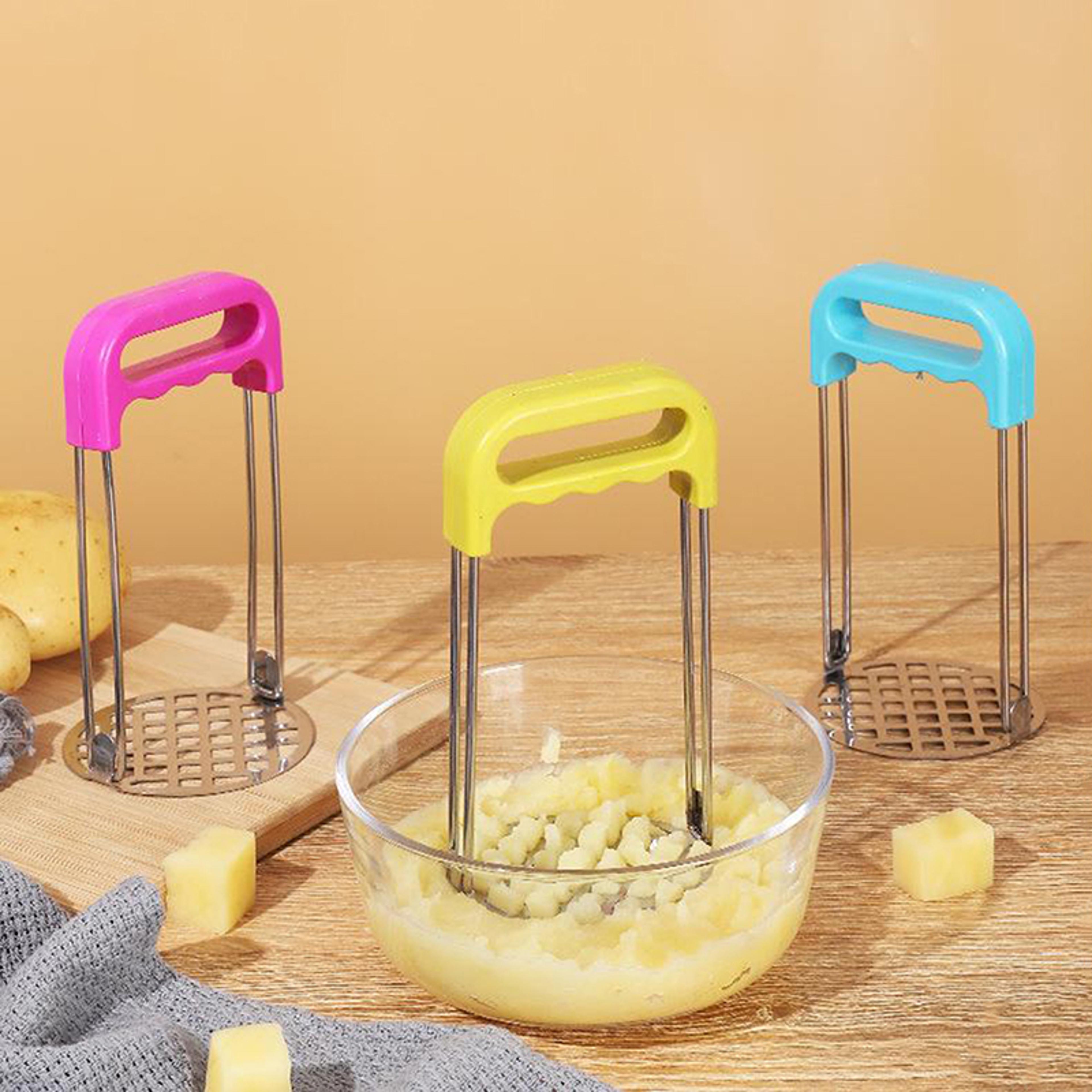 stainless steel potato masher press – compact manual food masher for baby food & kitchen use