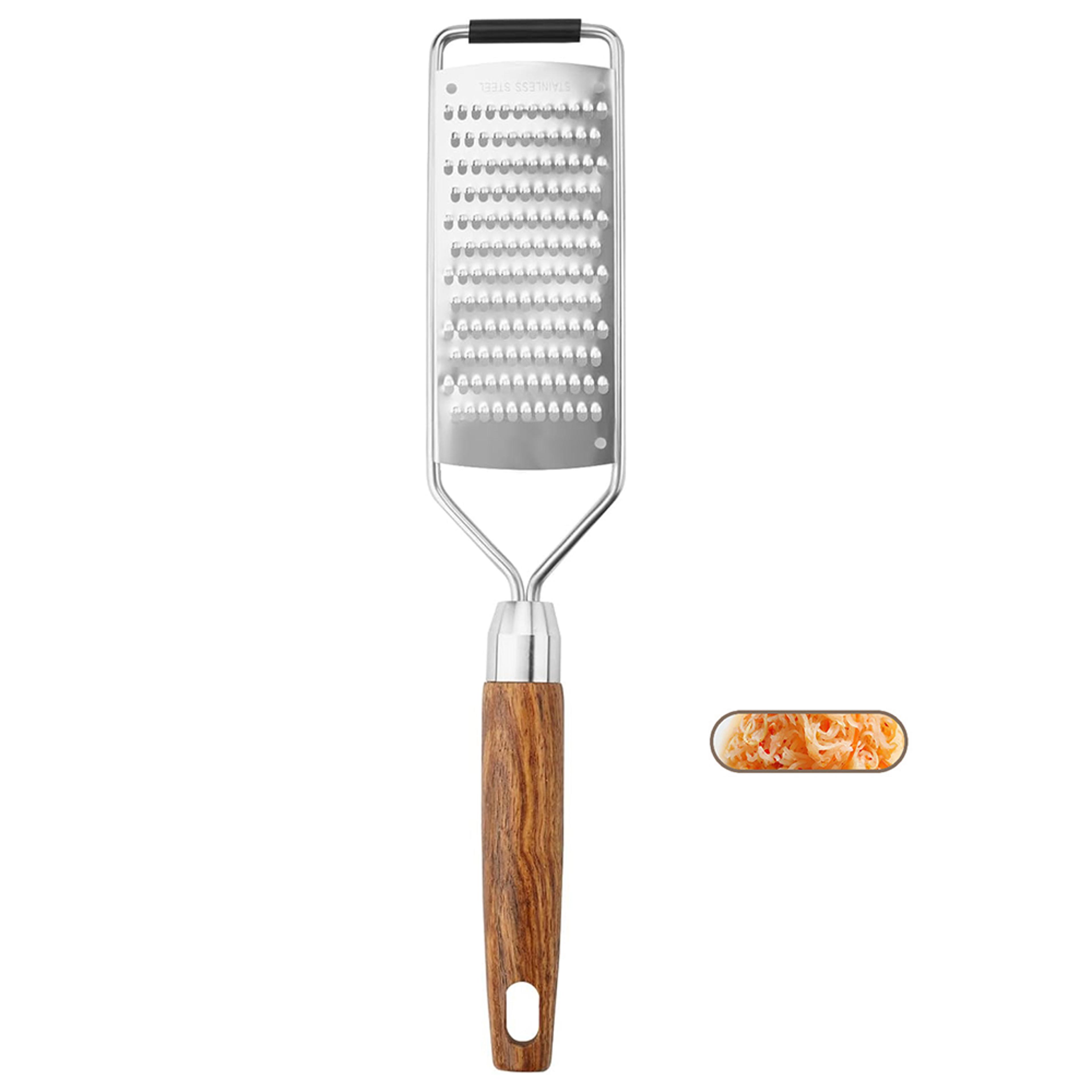 Premium Cheese Grater With Natural Wood Handle  Stainless Steel Zester 6