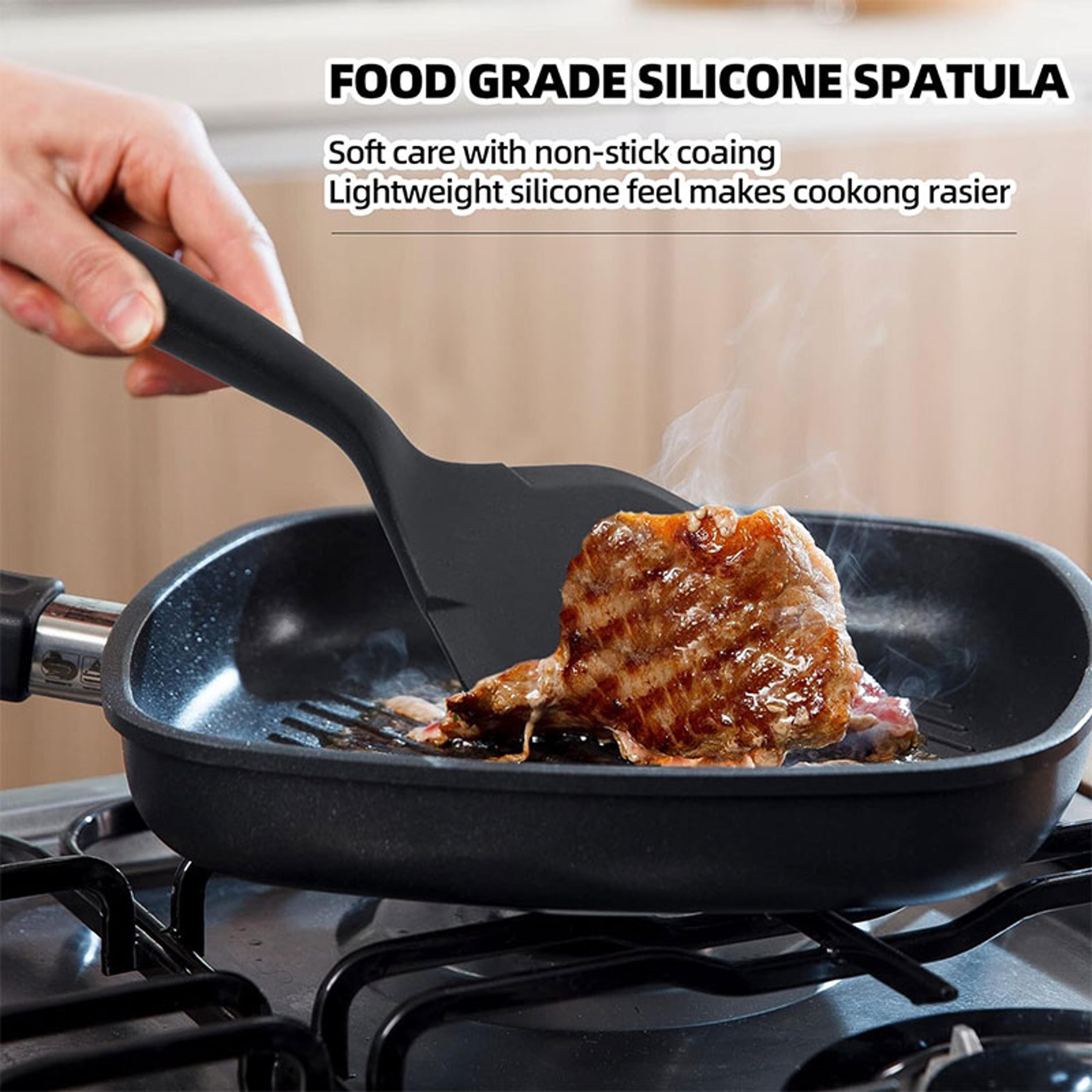 Flexible Silicone Spatula Turner For Pancakes Eggs  Fish Non Stick Wide Kitchen Scraper 1