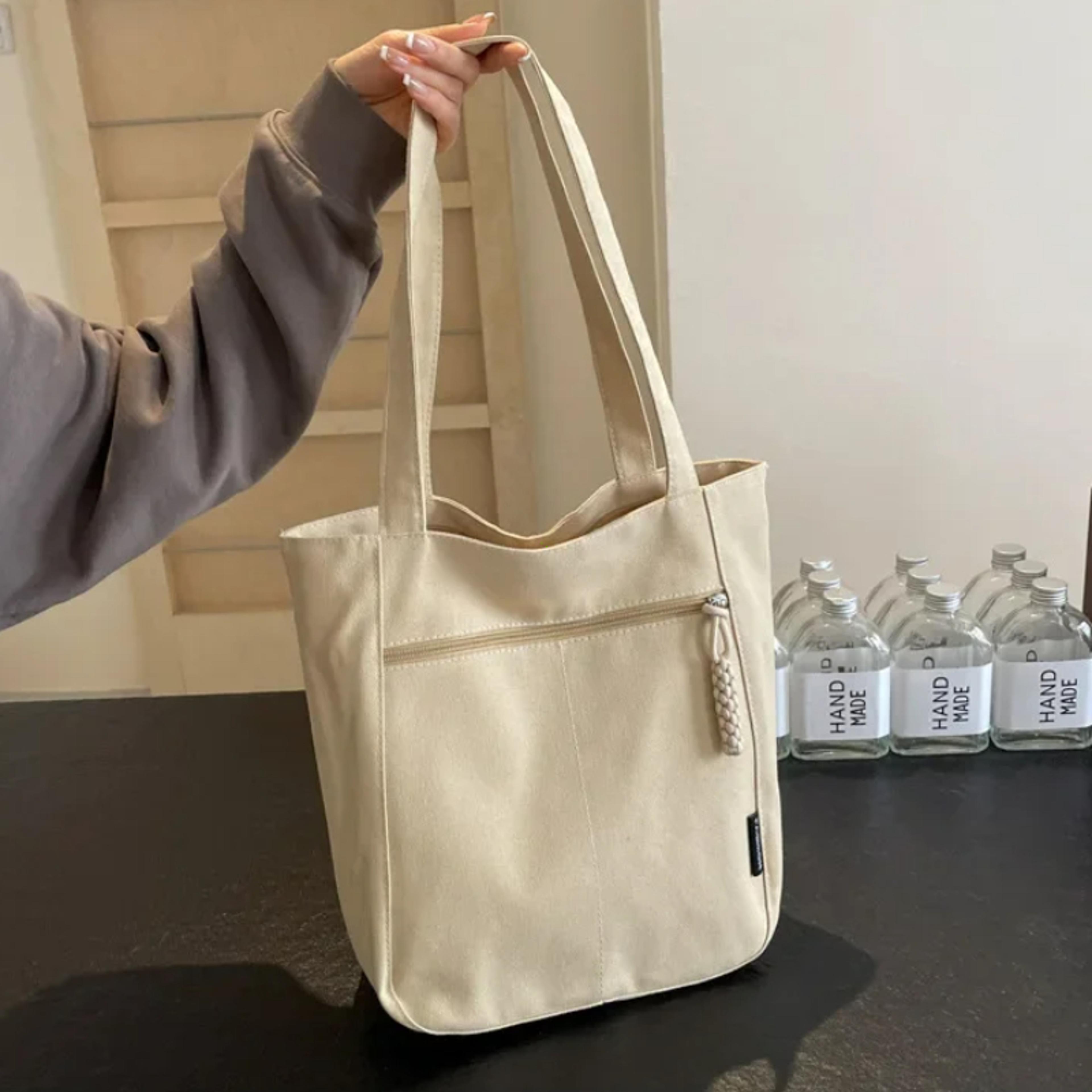 vintage canvas commuter tote bag large capacity canvas shoulder bag for women
