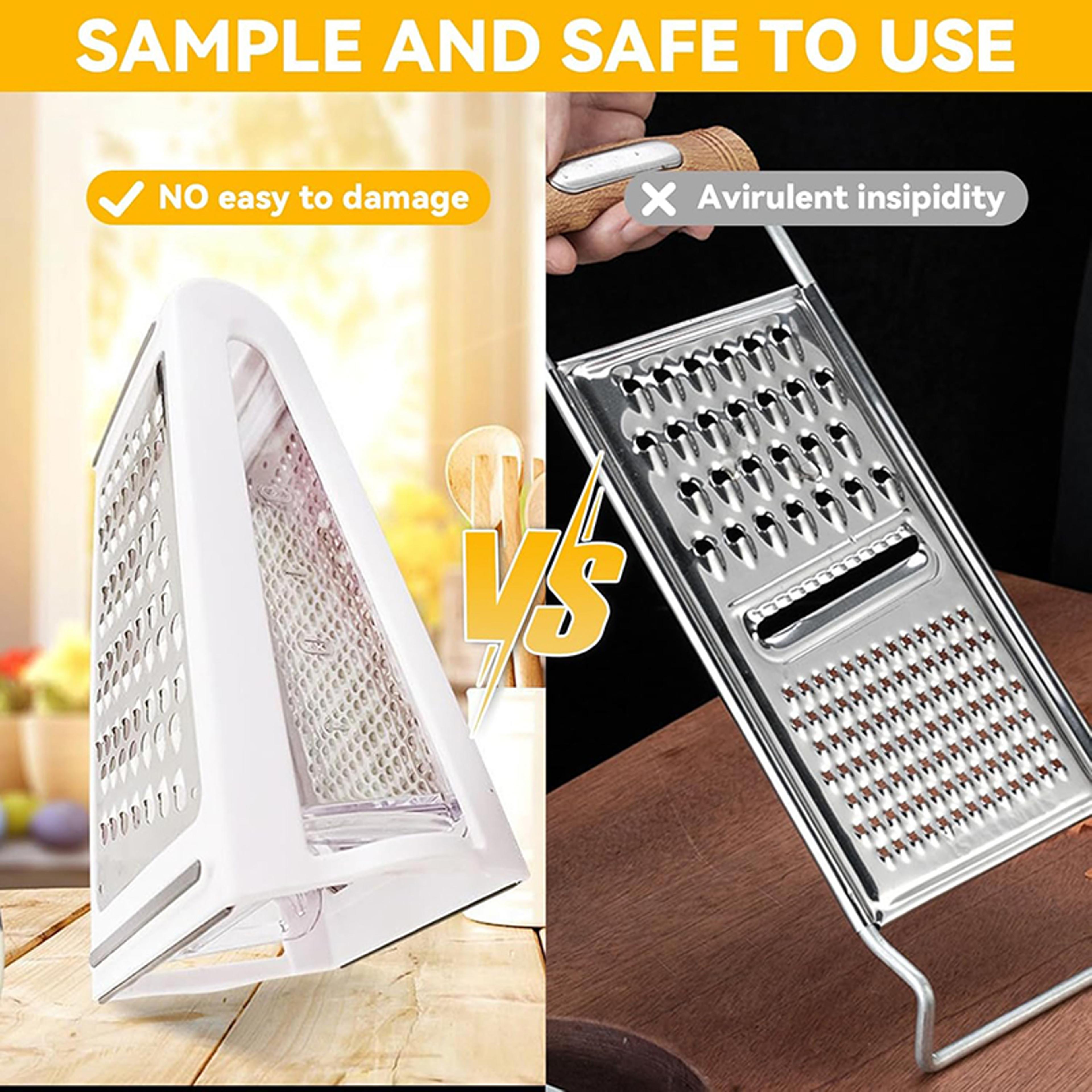 Stainless Steel Cheese Grater  Vegetable Slicer With DoubleSided Blades And Storage Box 1