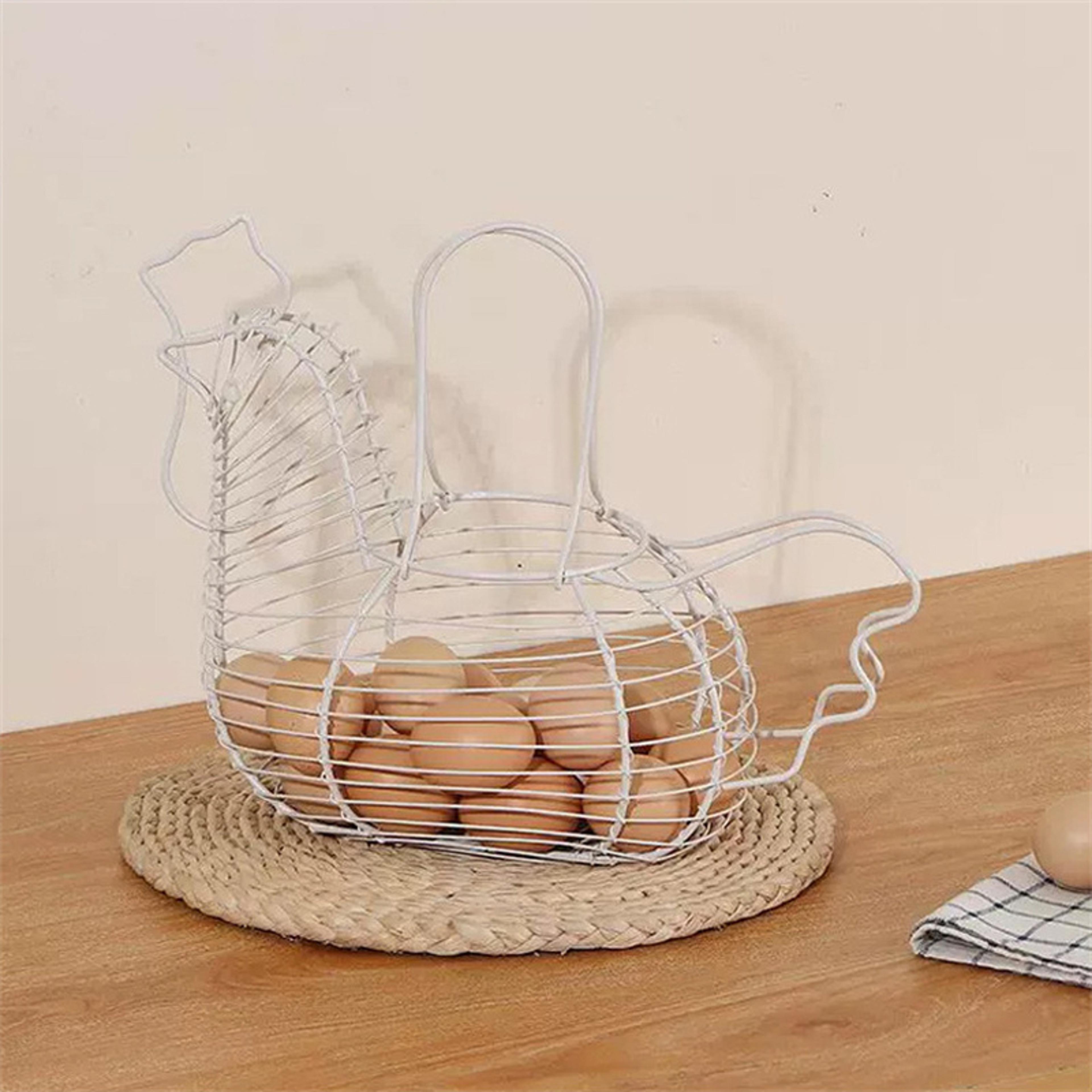 Farmhouse Egg Storage Basket Chicken Shaped Egg Holder For Kitchen Counter  Produce Organization 1