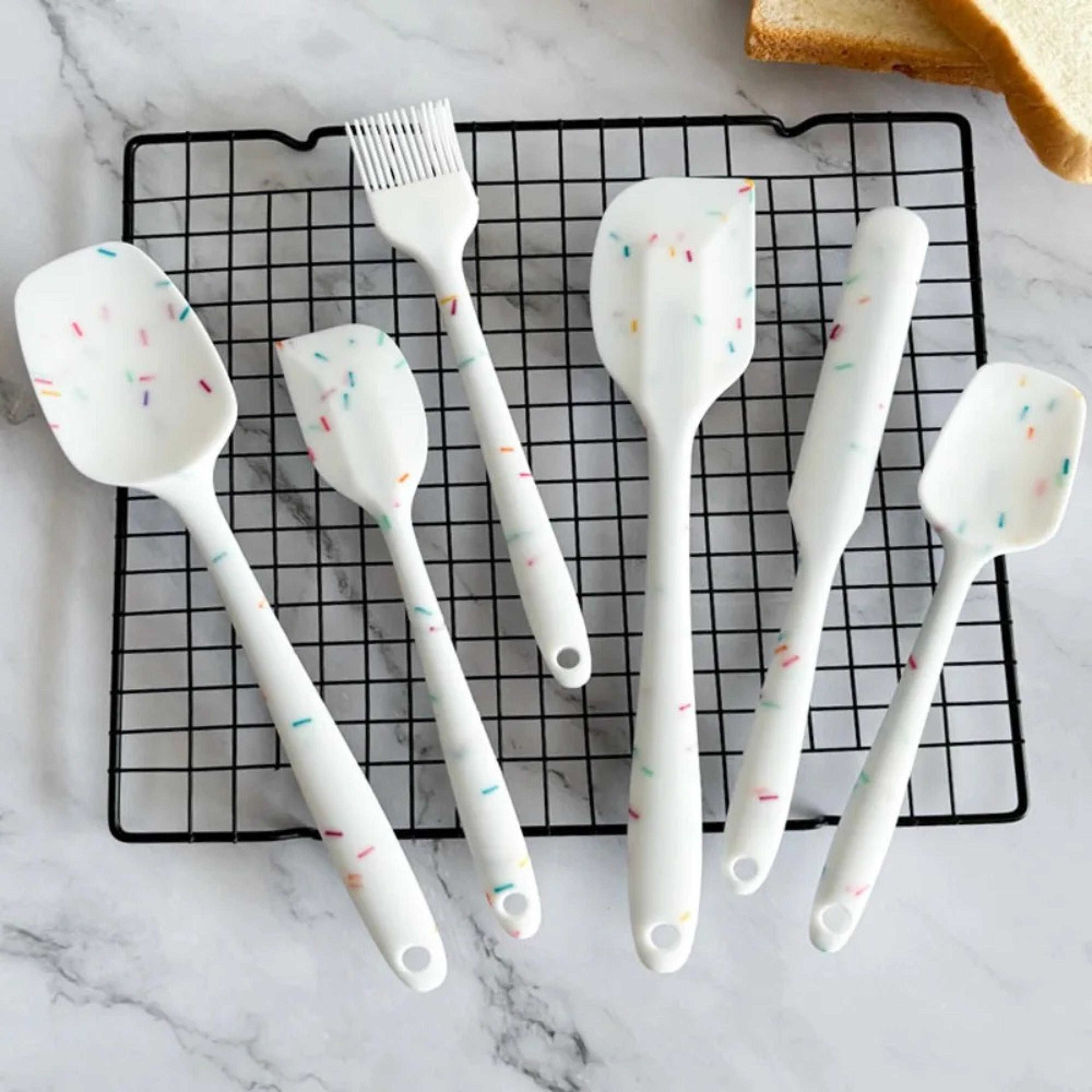 silicone spatula set heat resistant non stick kitchen utensils for baking & cooking