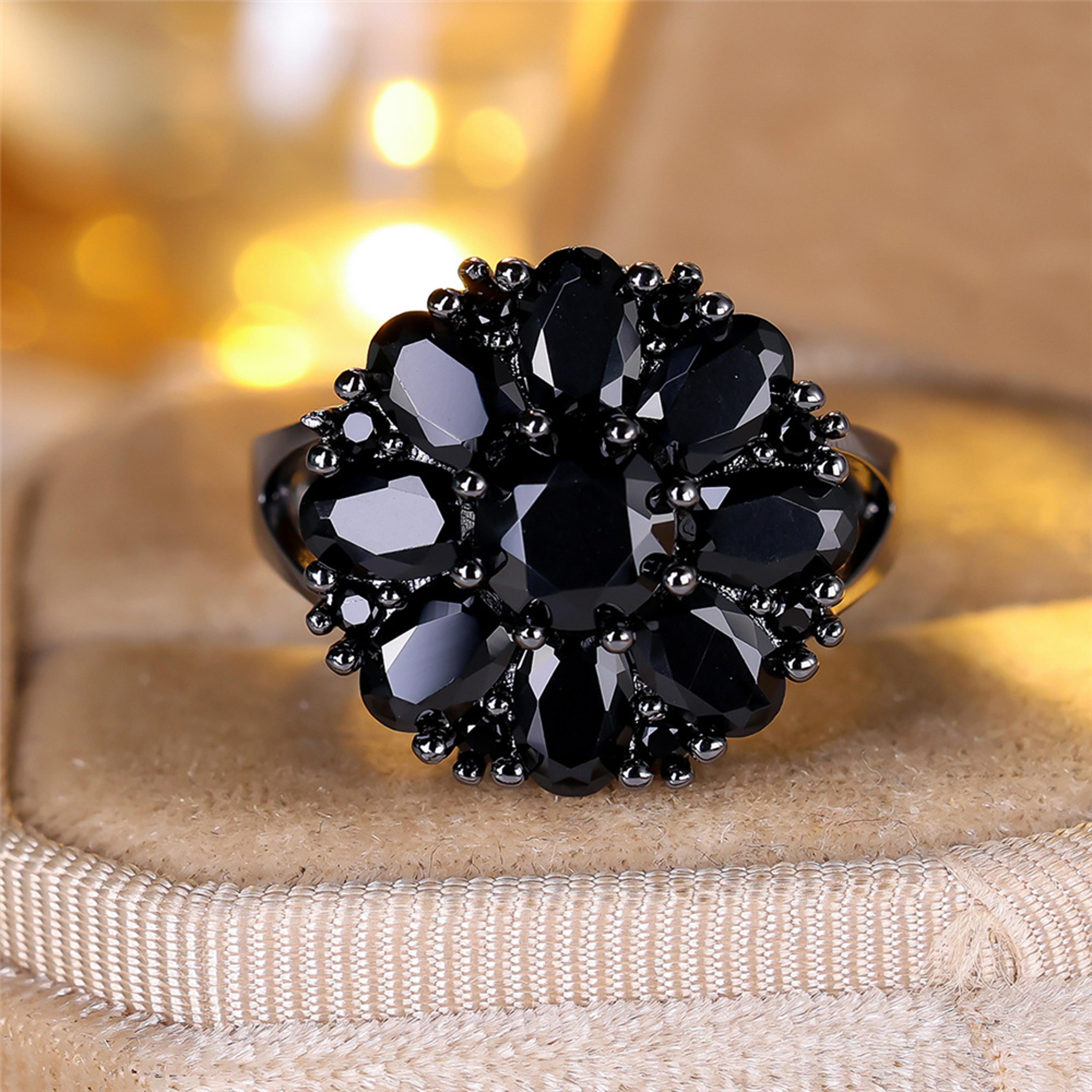 midnight promise black zircon engagement ring for women