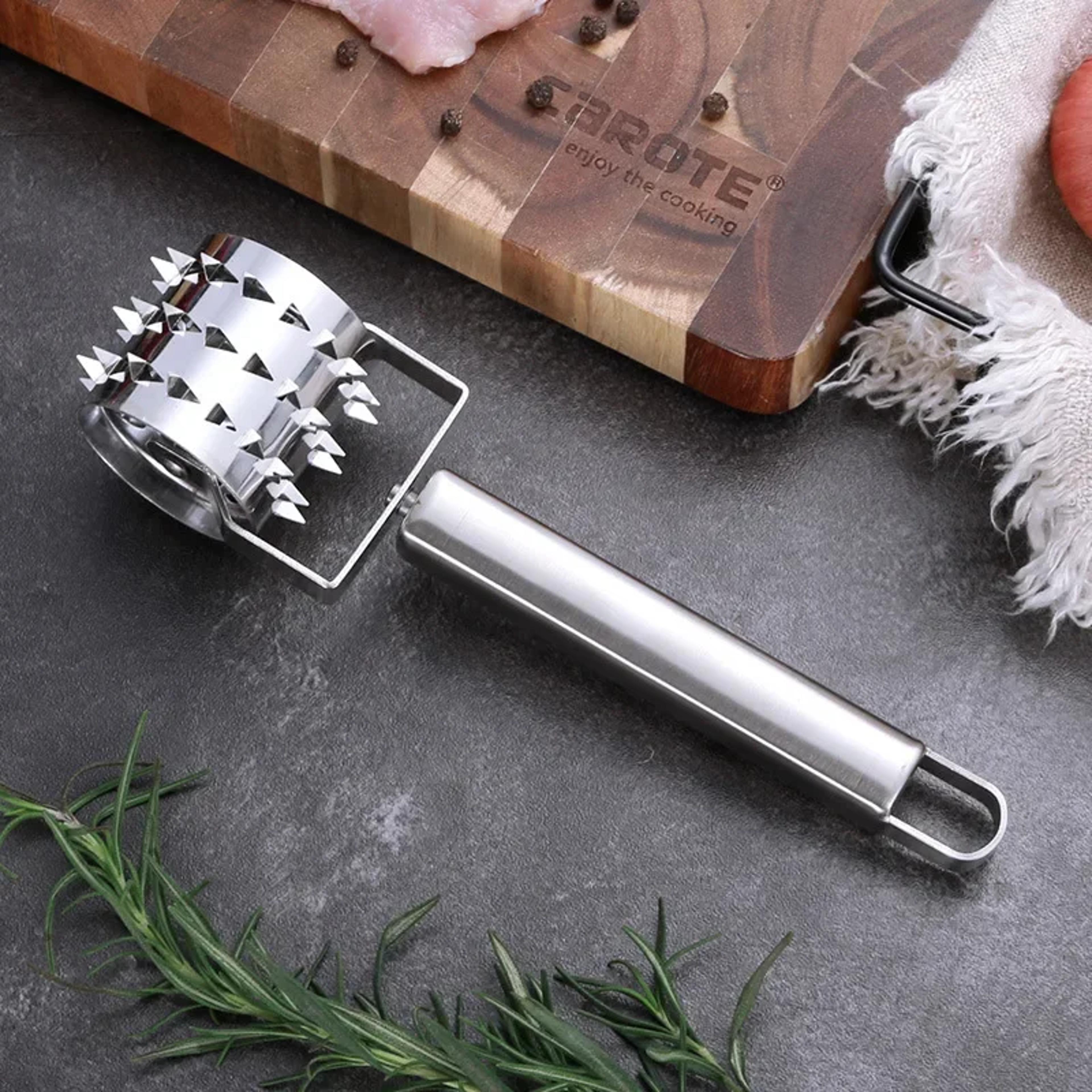 Stainless Steel Meat Tenderizer Roller Hammer For Steak Pork  BBQ Prep 3