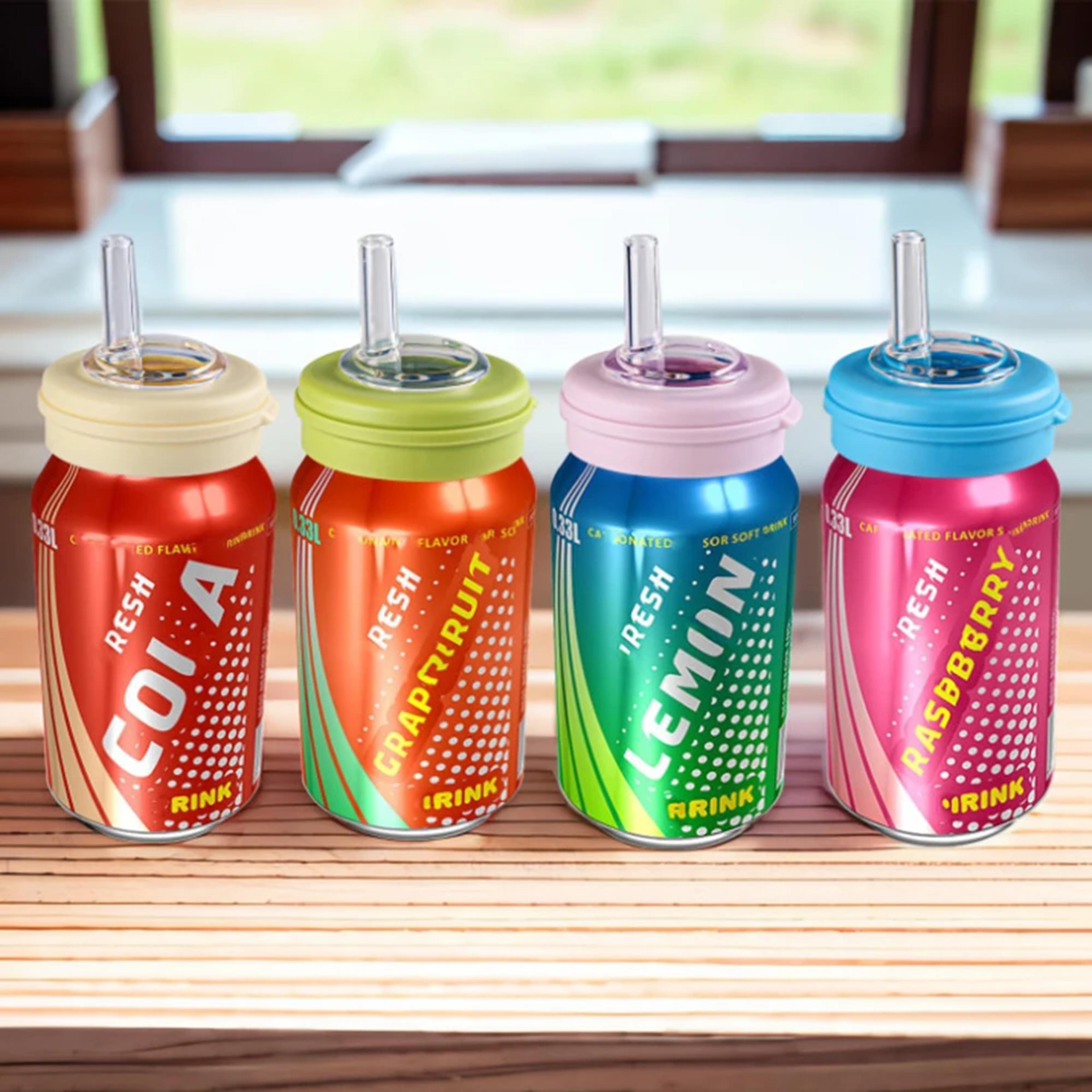 EcoSip Reusable Soda Can Lids With Straw Leak Proof Covers For Soda Beer And Energy Drinks 0