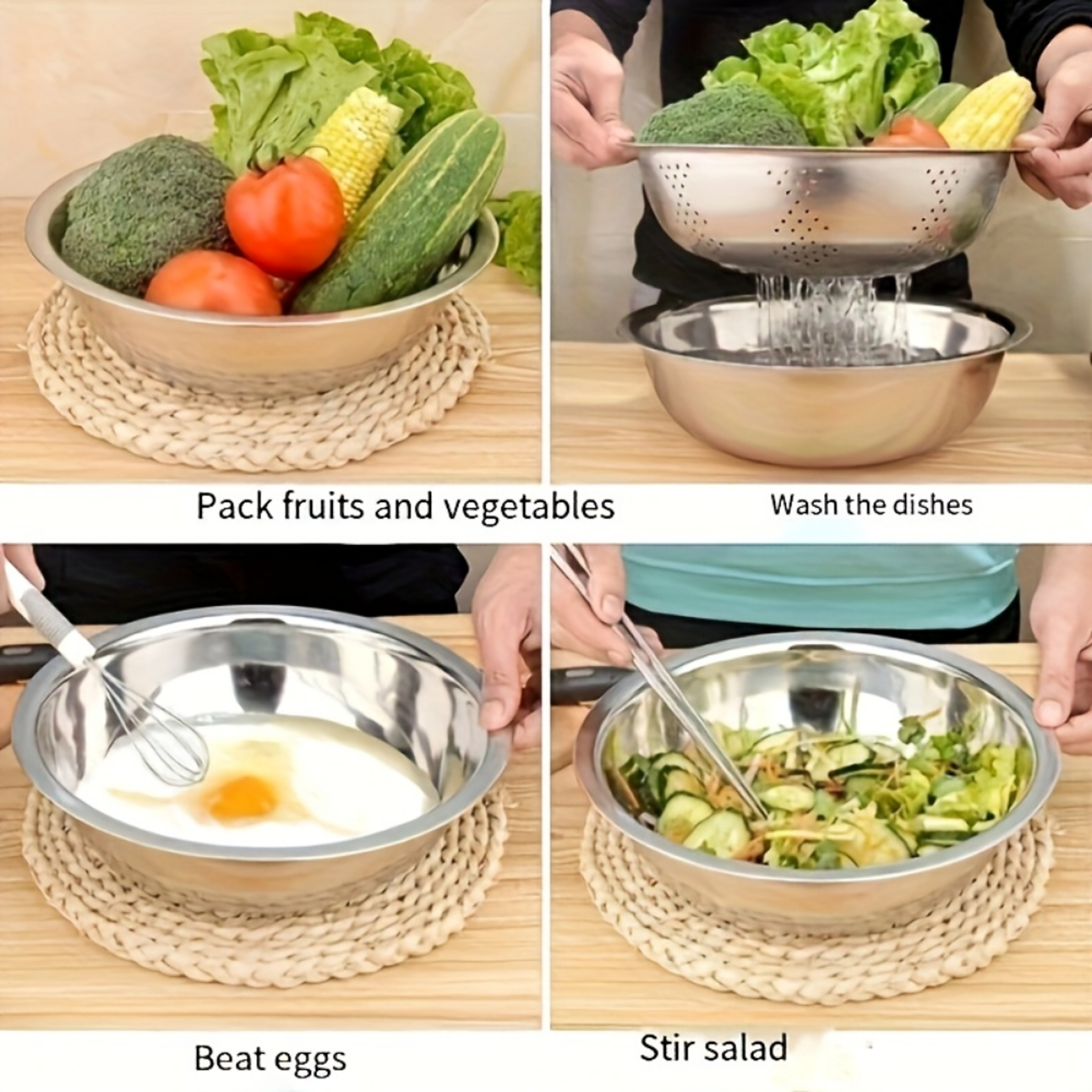 Stainless Steel Mandoline Slicer  Vegetable Grater Set With Draining Bowl 3