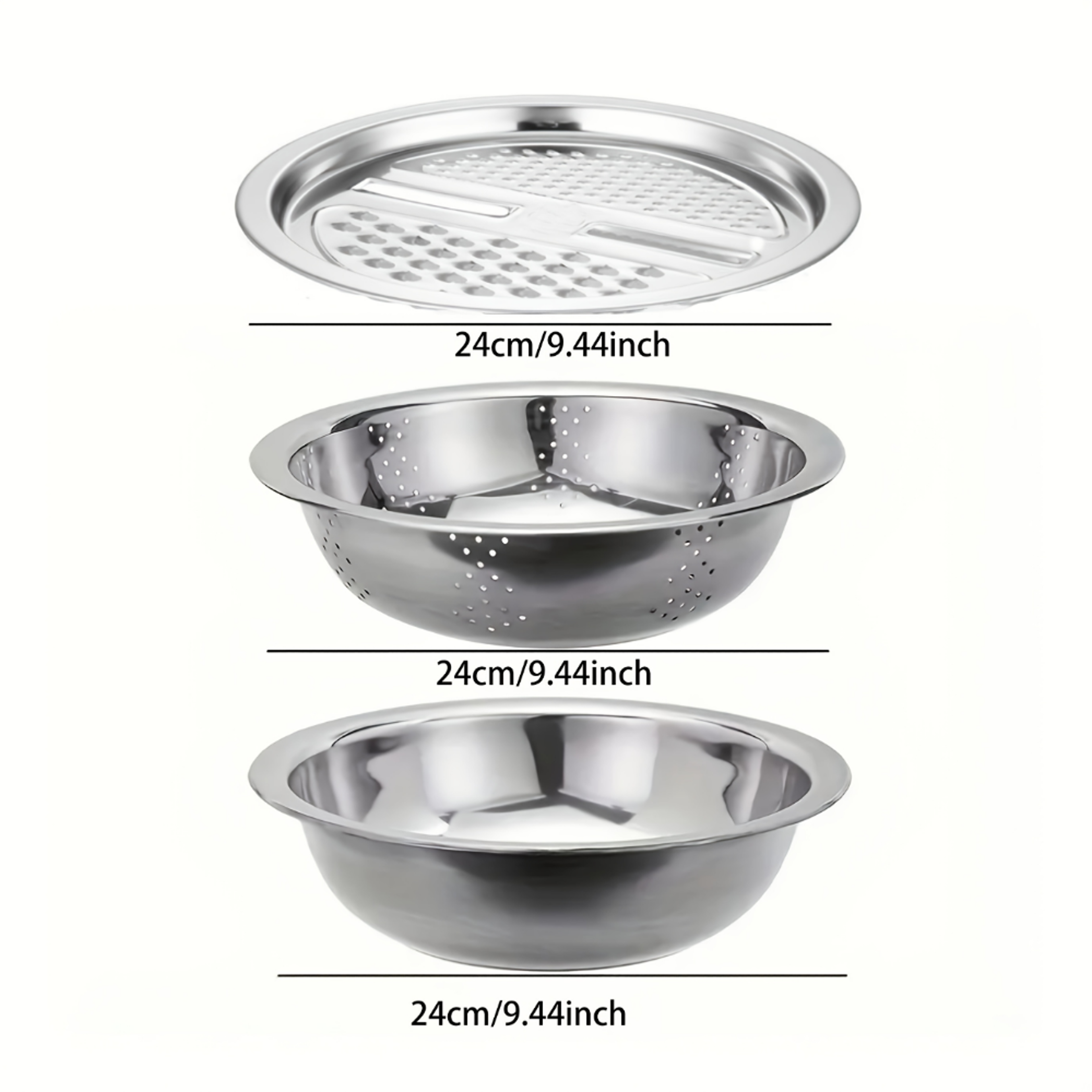 Stainless Steel Mandoline Slicer  Vegetable Grater Set With Draining Bowl 5