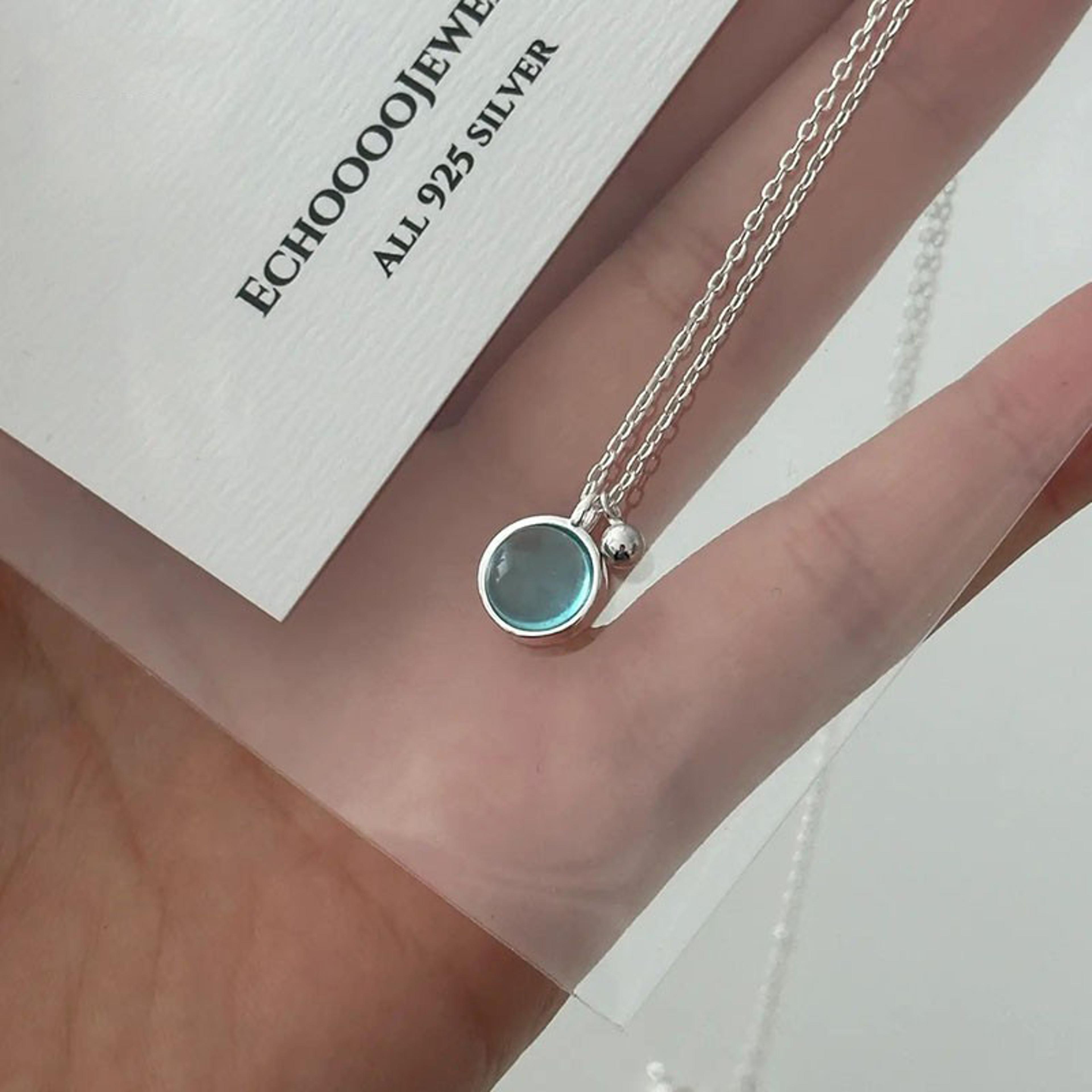 Luxury Summer Blue Crystal Pendant Necklace For Women  Girls 3