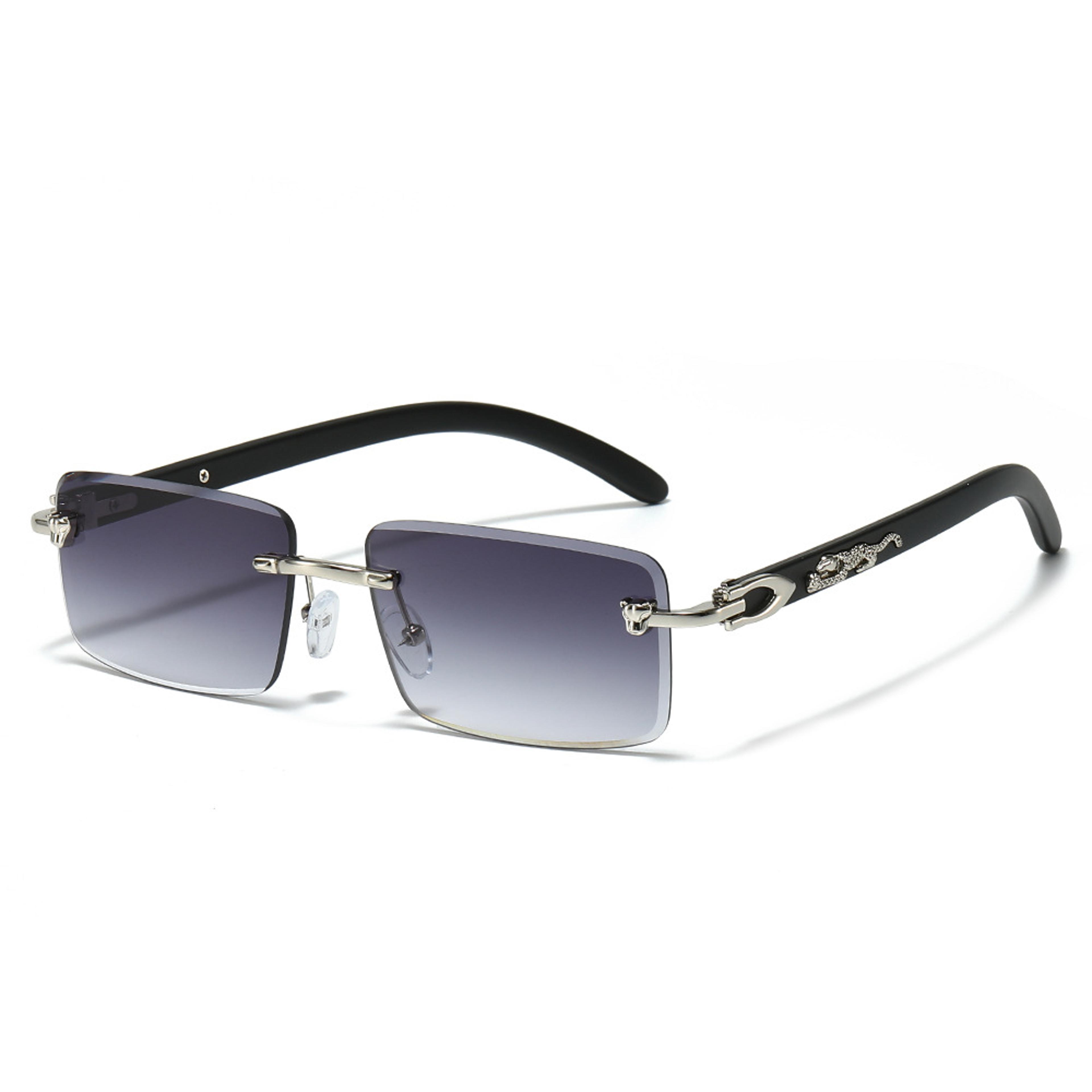 Urban Luxe Frameless Square Sunglasses With Leopard Detail For Men 5
