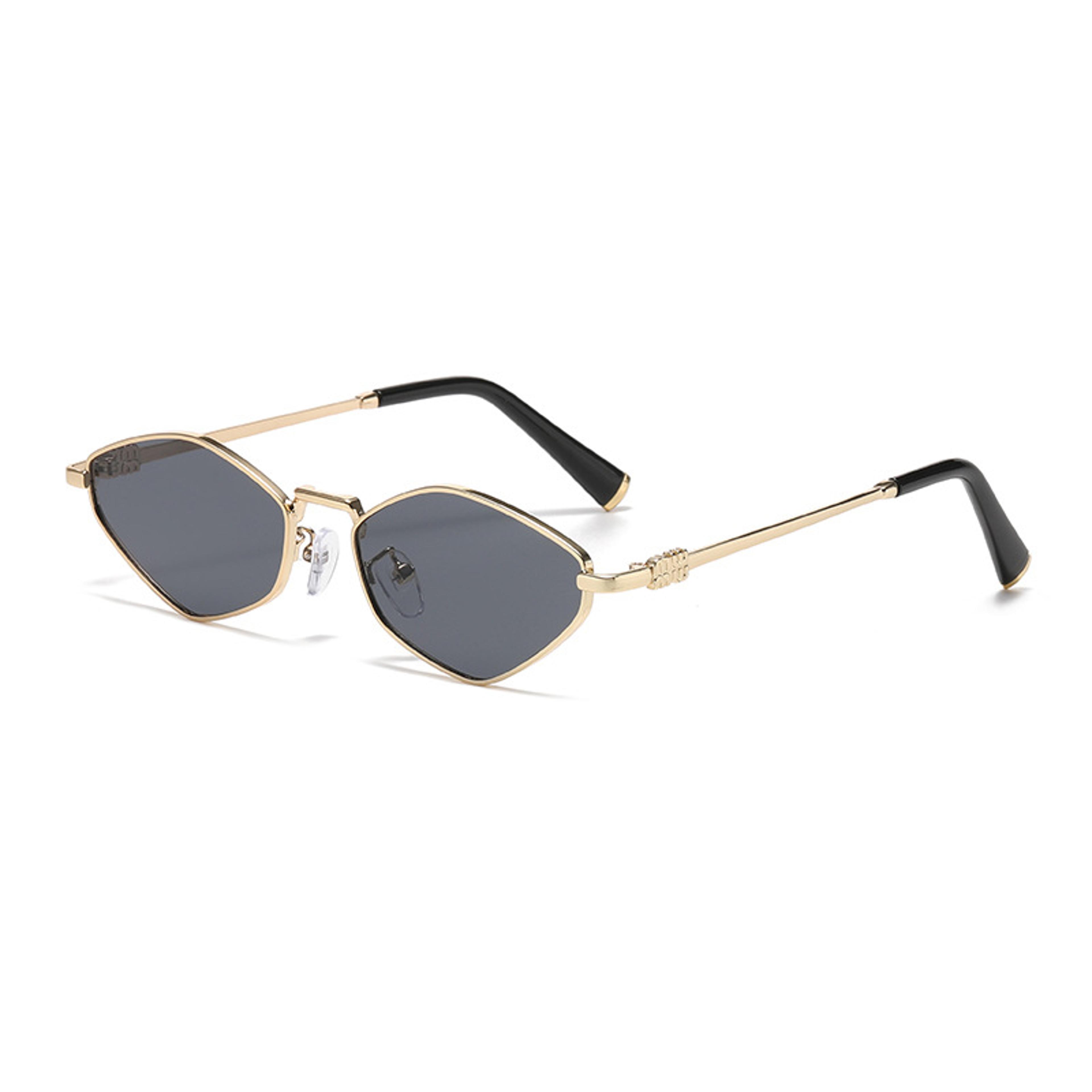 luxe rhombus metal sunglasses for women with uv protection